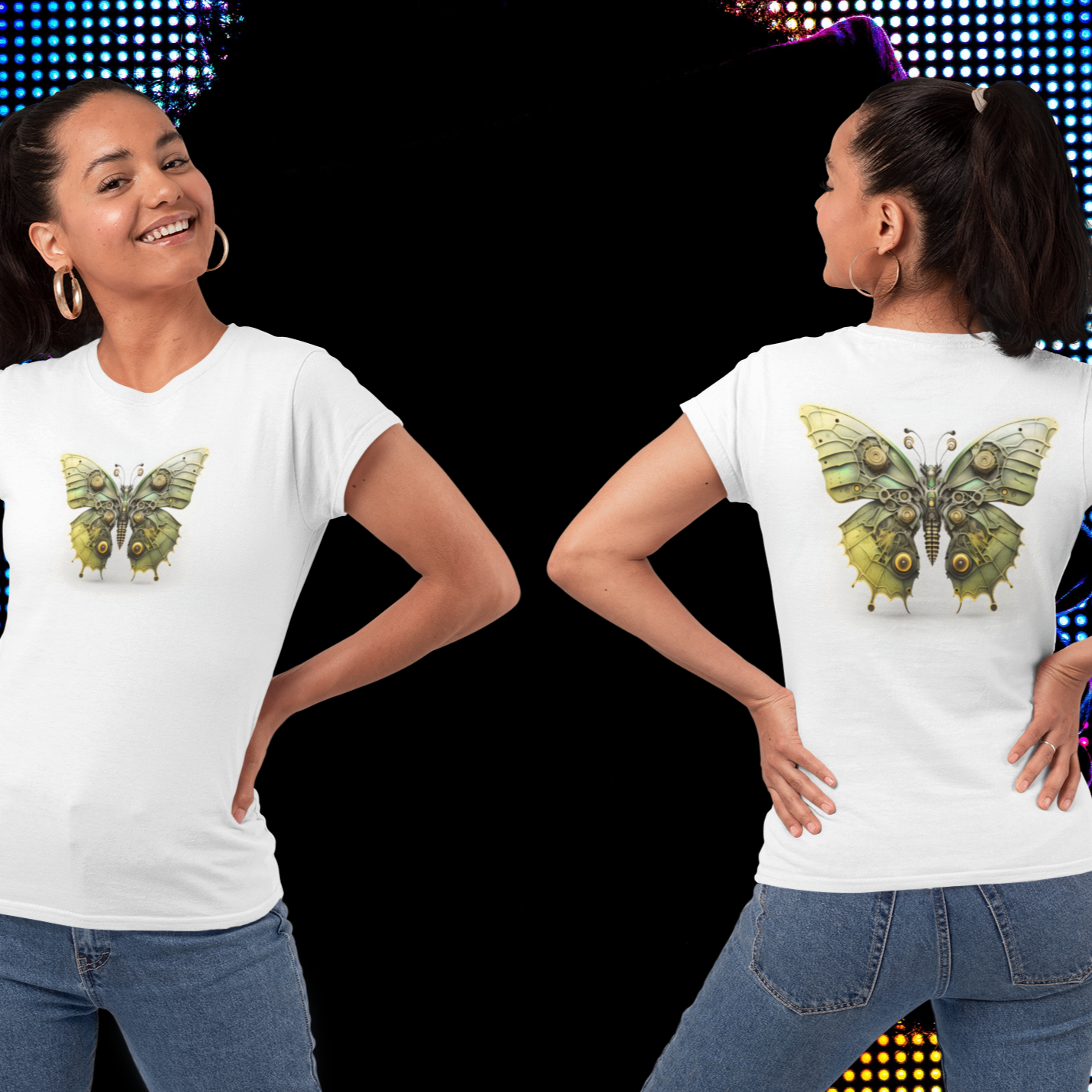 Steam Punk Butterfly Green Acid design, Unisex Jersey Short Sleeve Tee,
