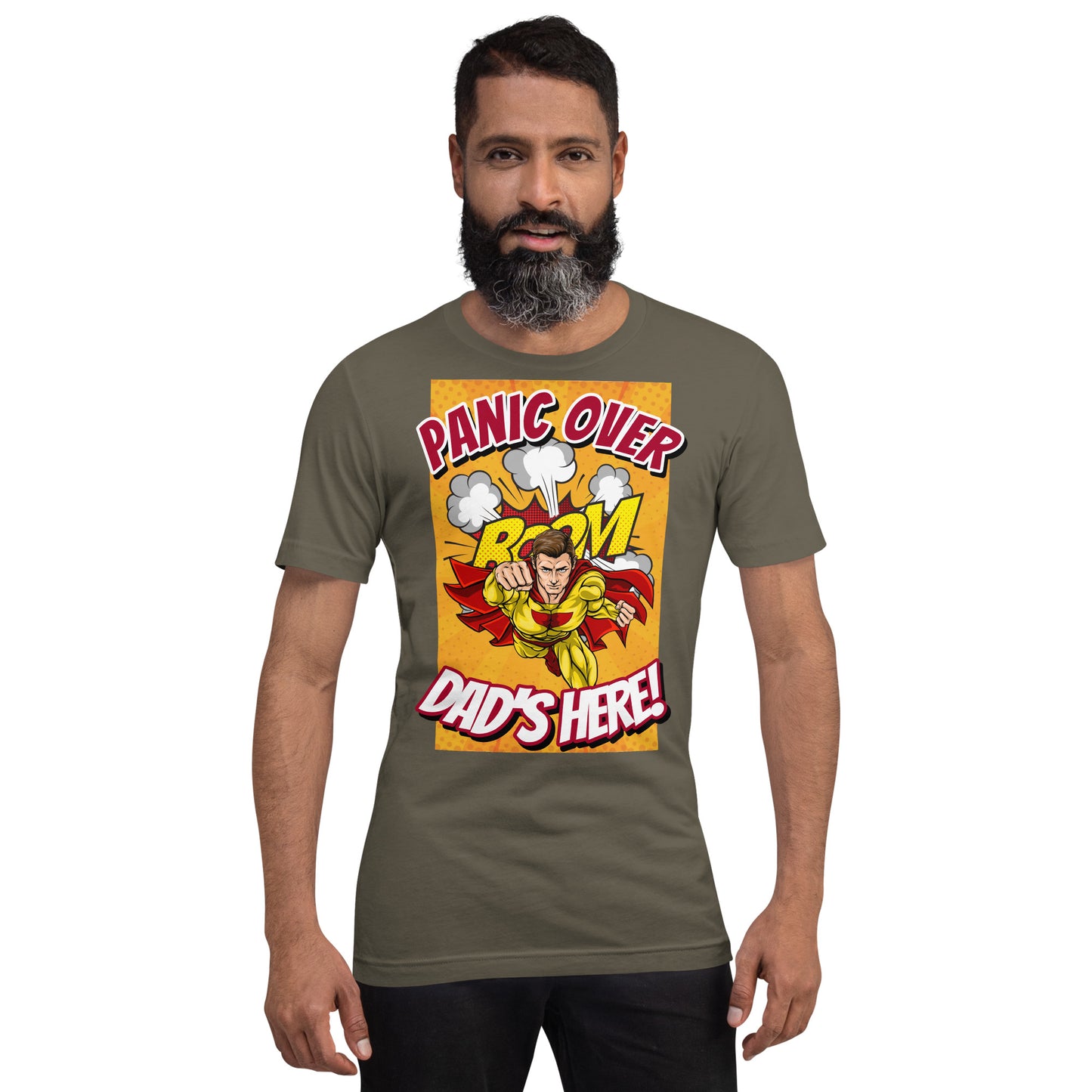 Panic Over, Boom! Dad's Here! Unisex t-shirt