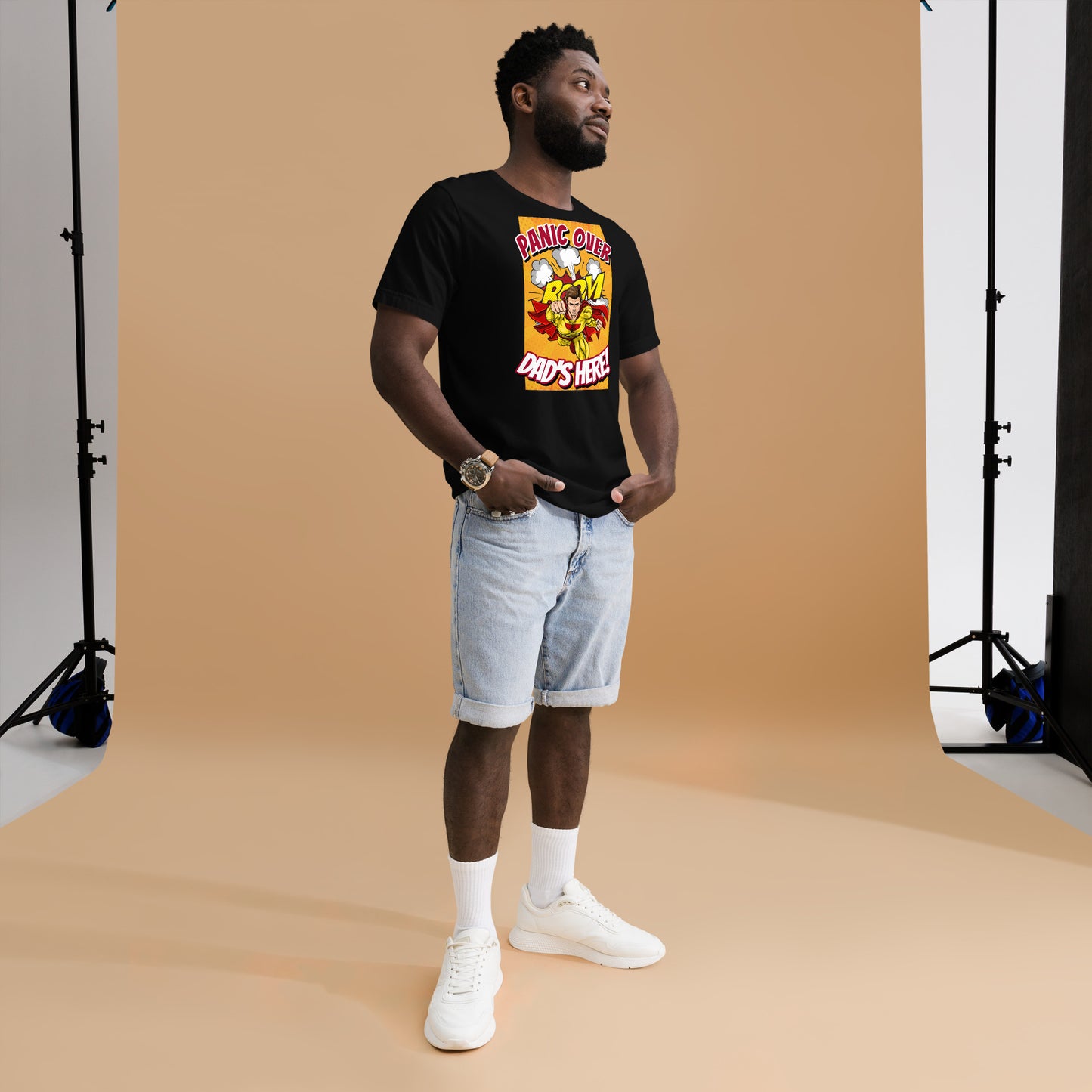 Panic Over, Boom! Dad's Here! Unisex t-shirt