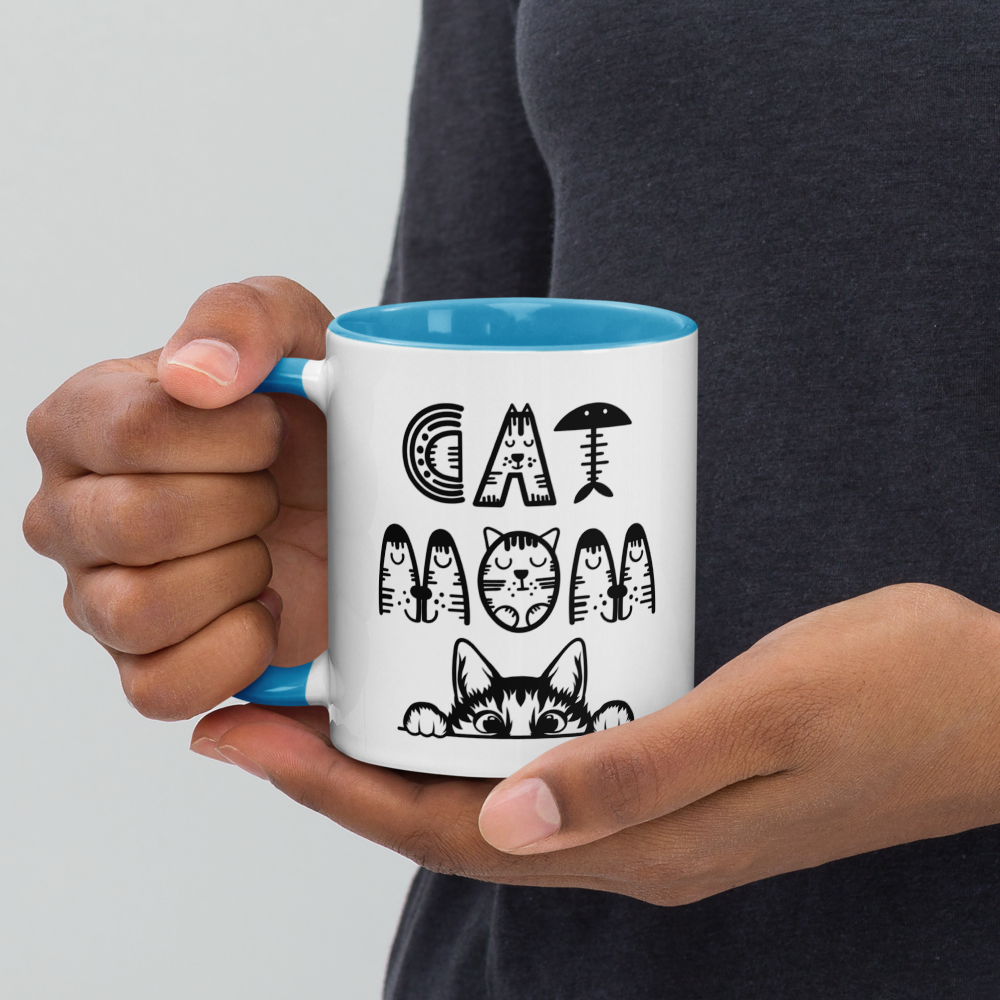 Cat Vibes Only Mug with Color Inside. Cat lover coffee mug, perfect for the Cat Lady in your life.