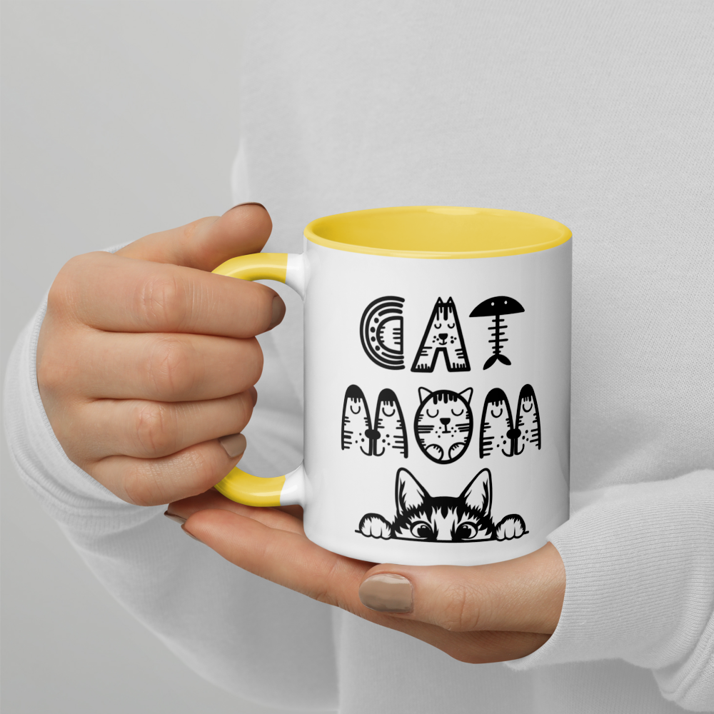 Cat Vibes Only Mug with Color Inside. Cat lover coffee mug, perfect for the Cat Lady in your life.