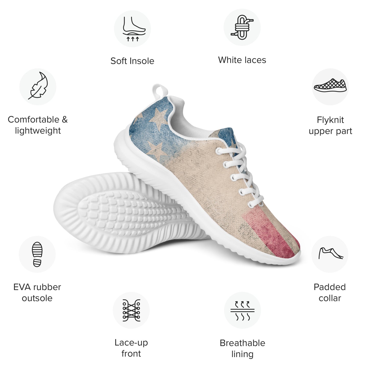 USA Faded GRunge Style Women’s athletic shoes