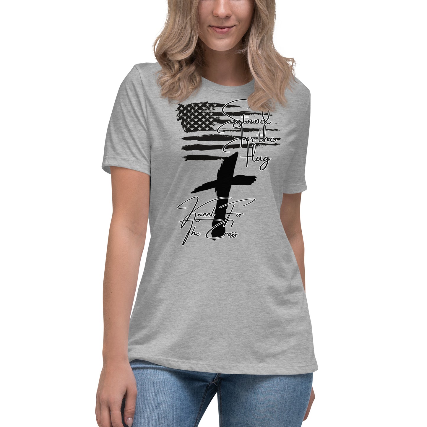 Stand for the flag, Kneel for the cross, Women's Relaxed T-Shirt