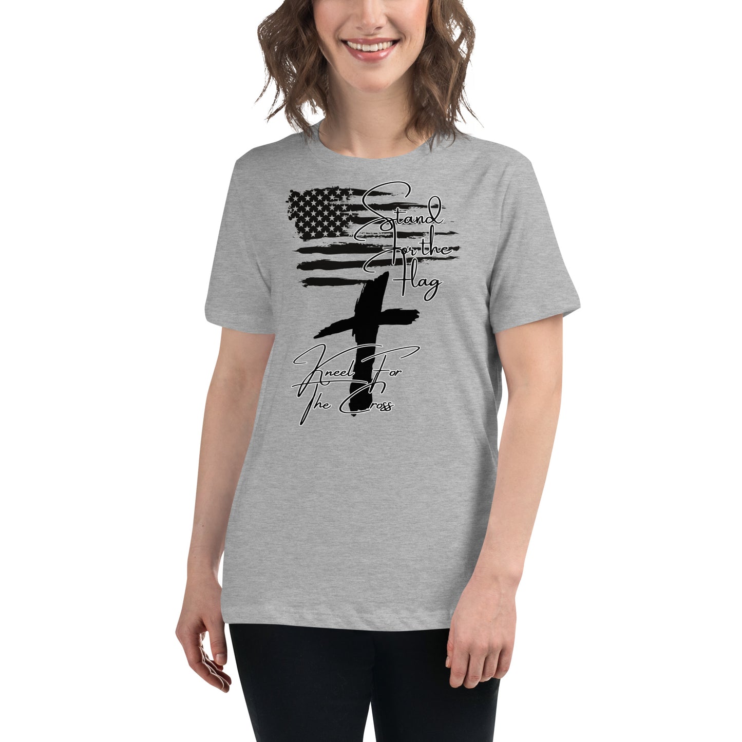 Stand for the flag, Kneel for the cross, Women's Relaxed T-Shirt