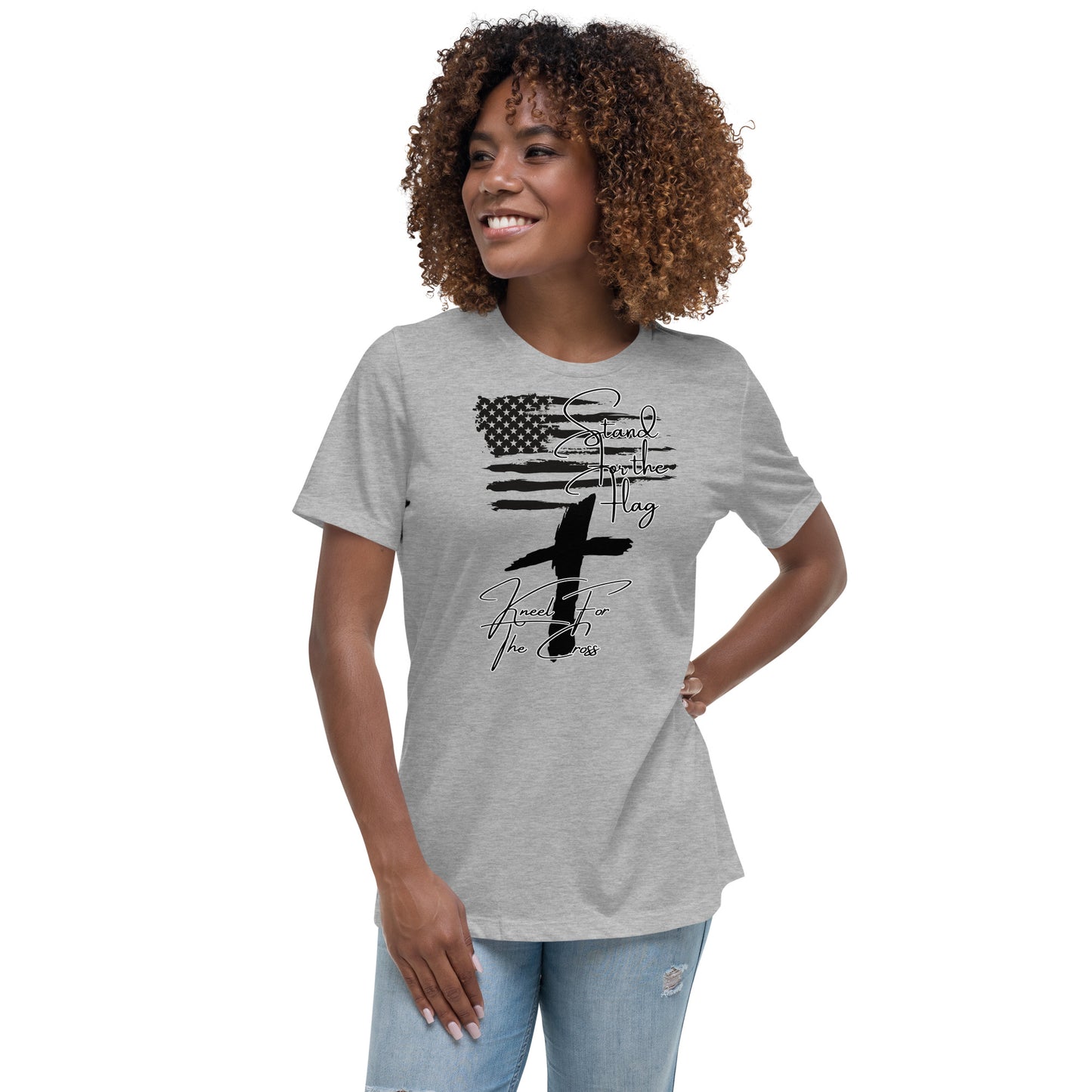 Stand for the flag, Kneel for the cross, Women's Relaxed T-Shirt