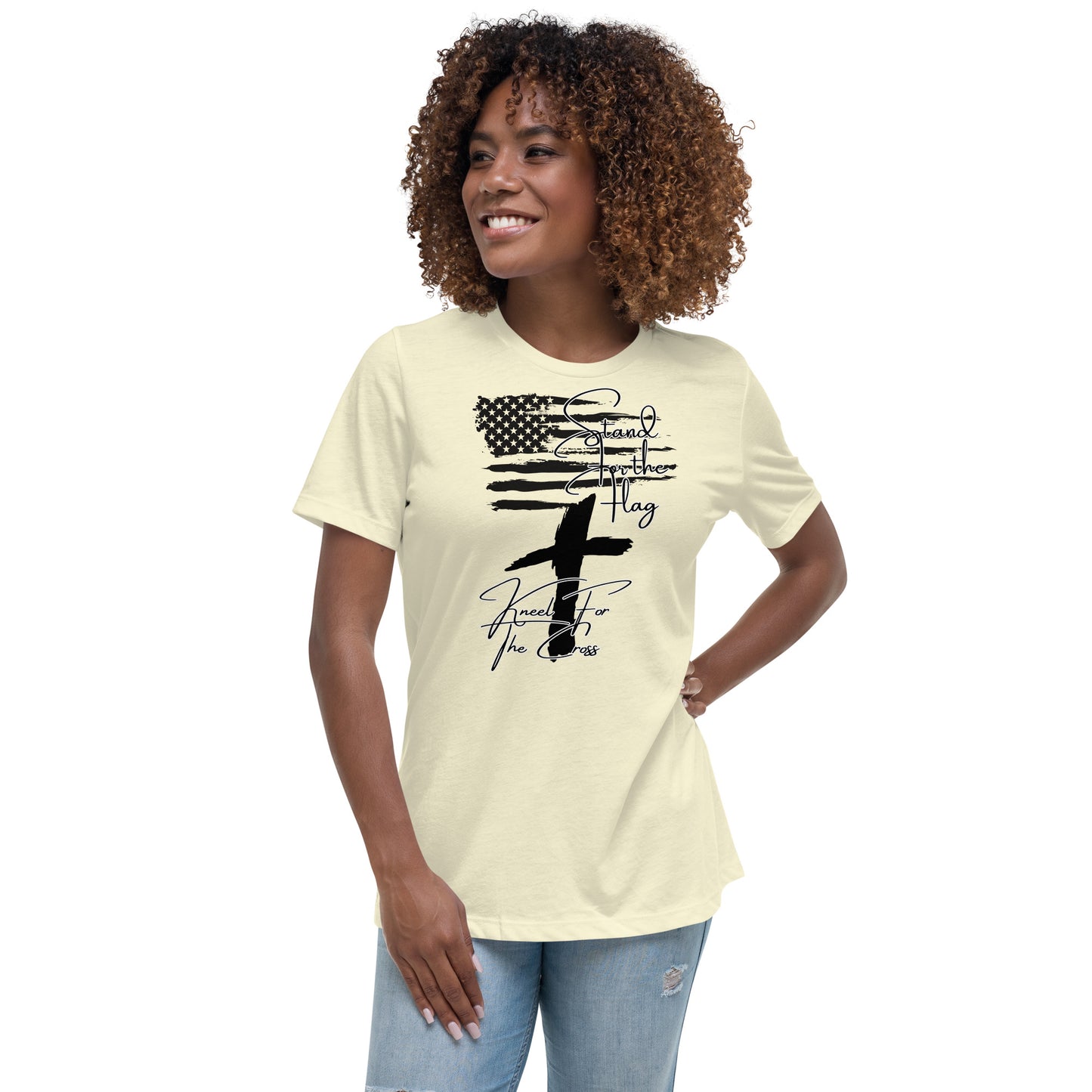 Stand for the flag, Kneel for the cross, Women's Relaxed T-Shirt