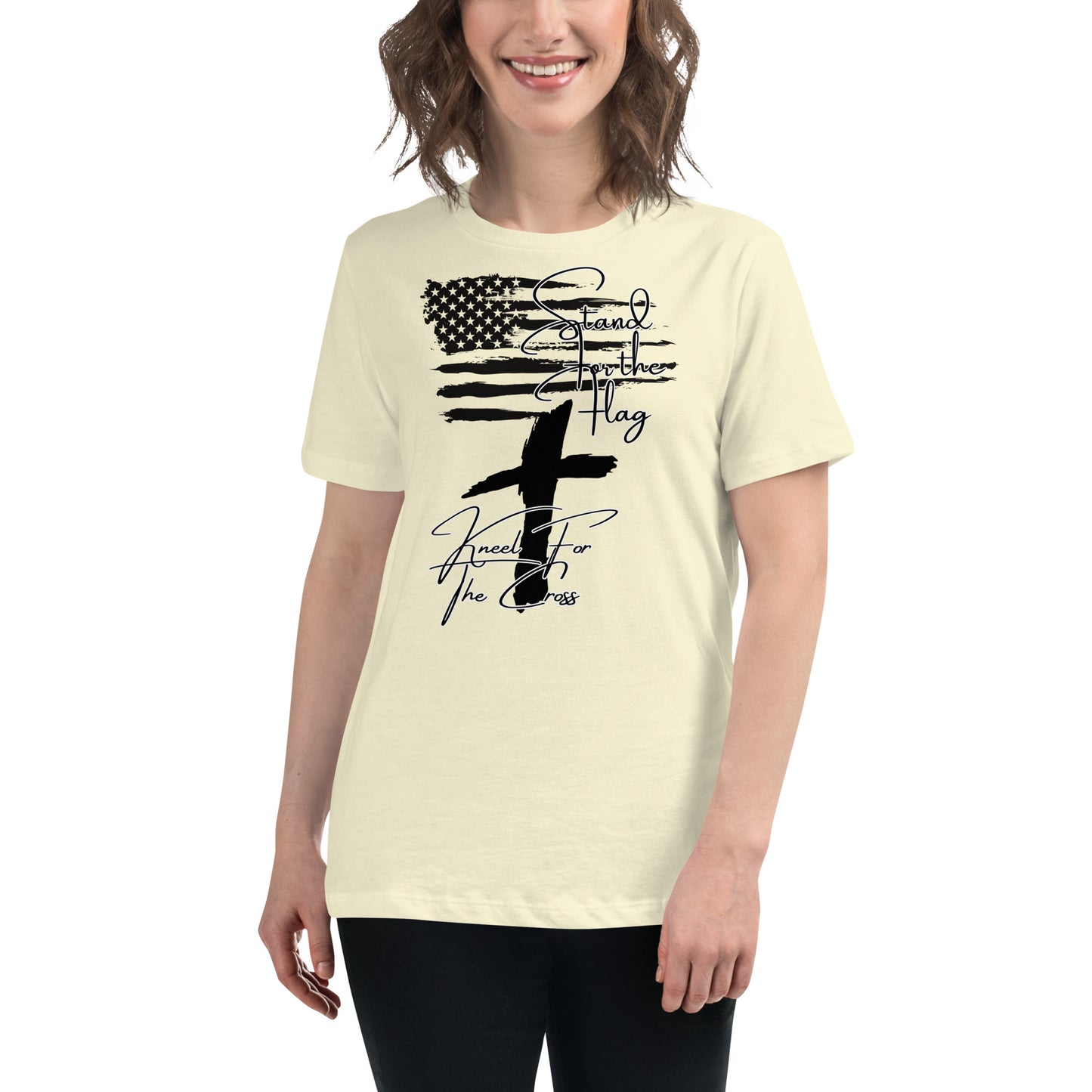 Stand for the flag, Kneel for the cross, Women's Relaxed T-Shirt