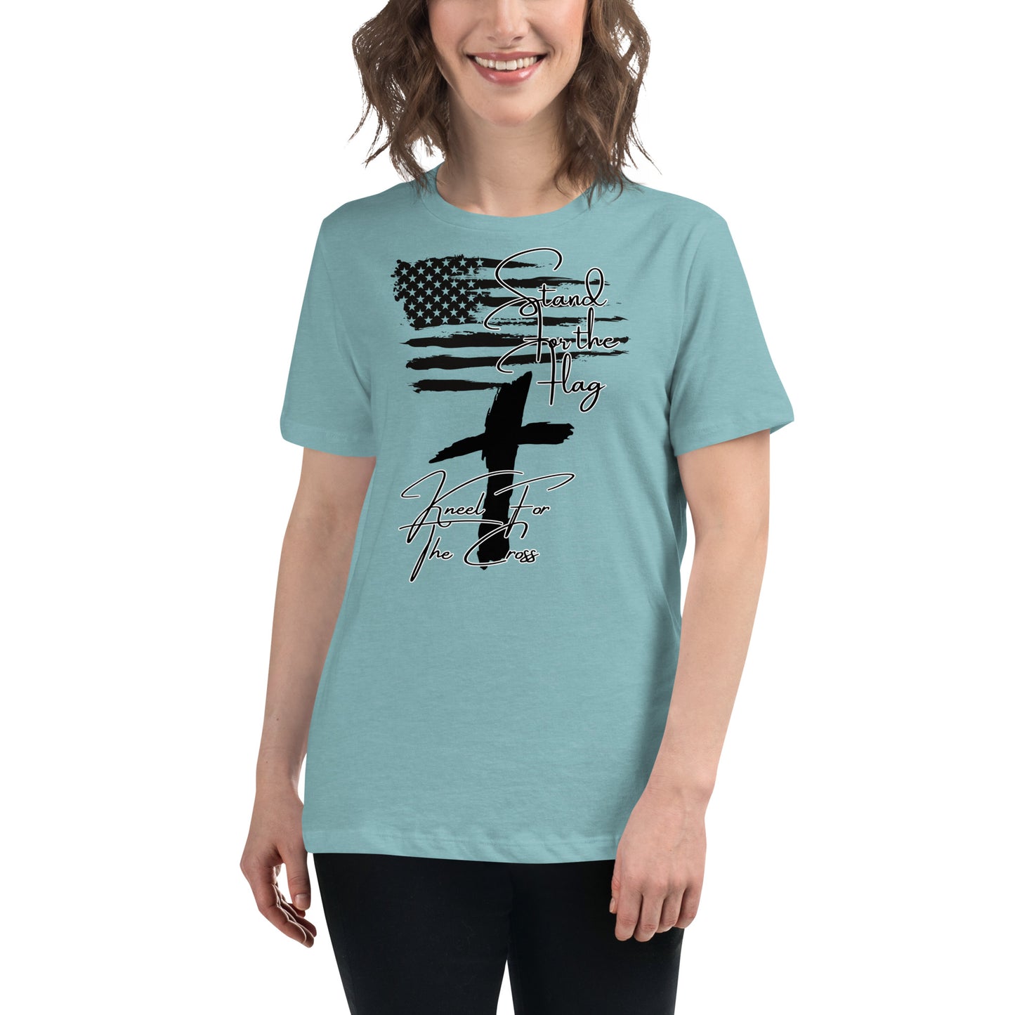Stand for the flag, Kneel for the cross, Women's Relaxed T-Shirt