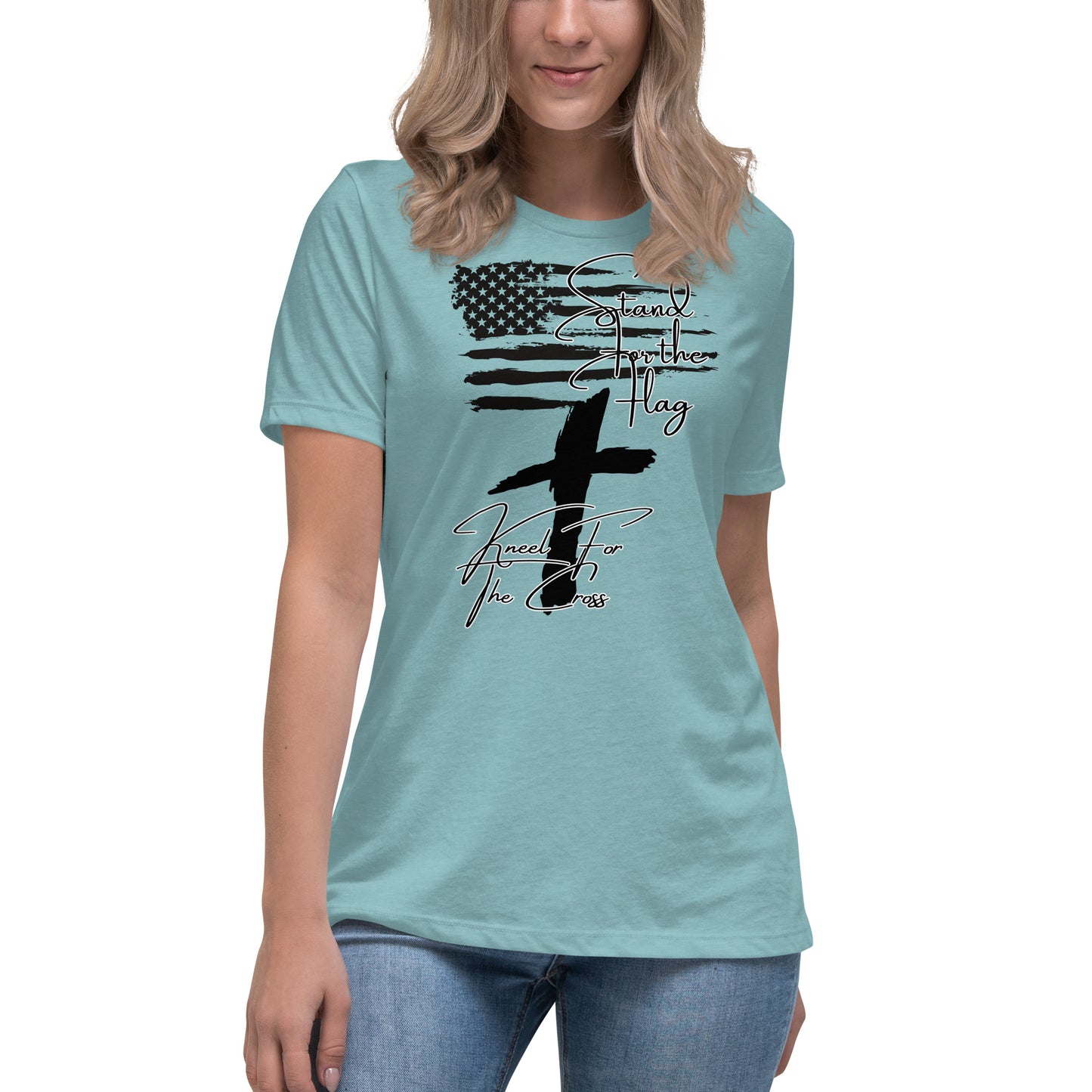Stand for the flag, Kneel for the cross, Women's Relaxed T-Shirt