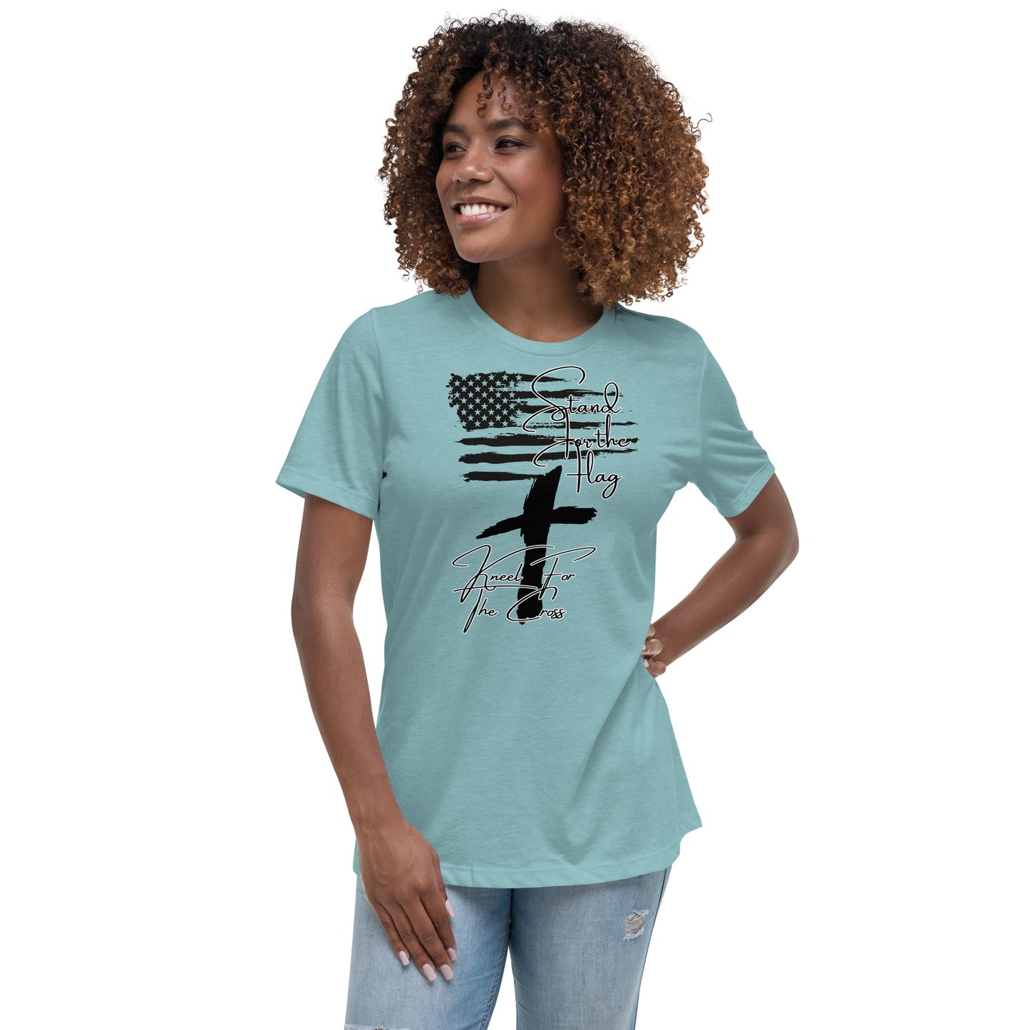 Stand for the flag, Kneel for the cross, Women's Relaxed T-Shirt
