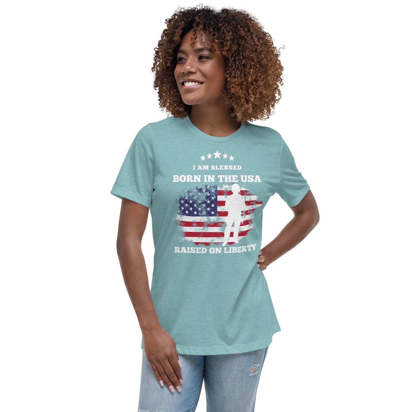 Born In The USA, Raised On Liberty Women's Relaxed T-Shirt