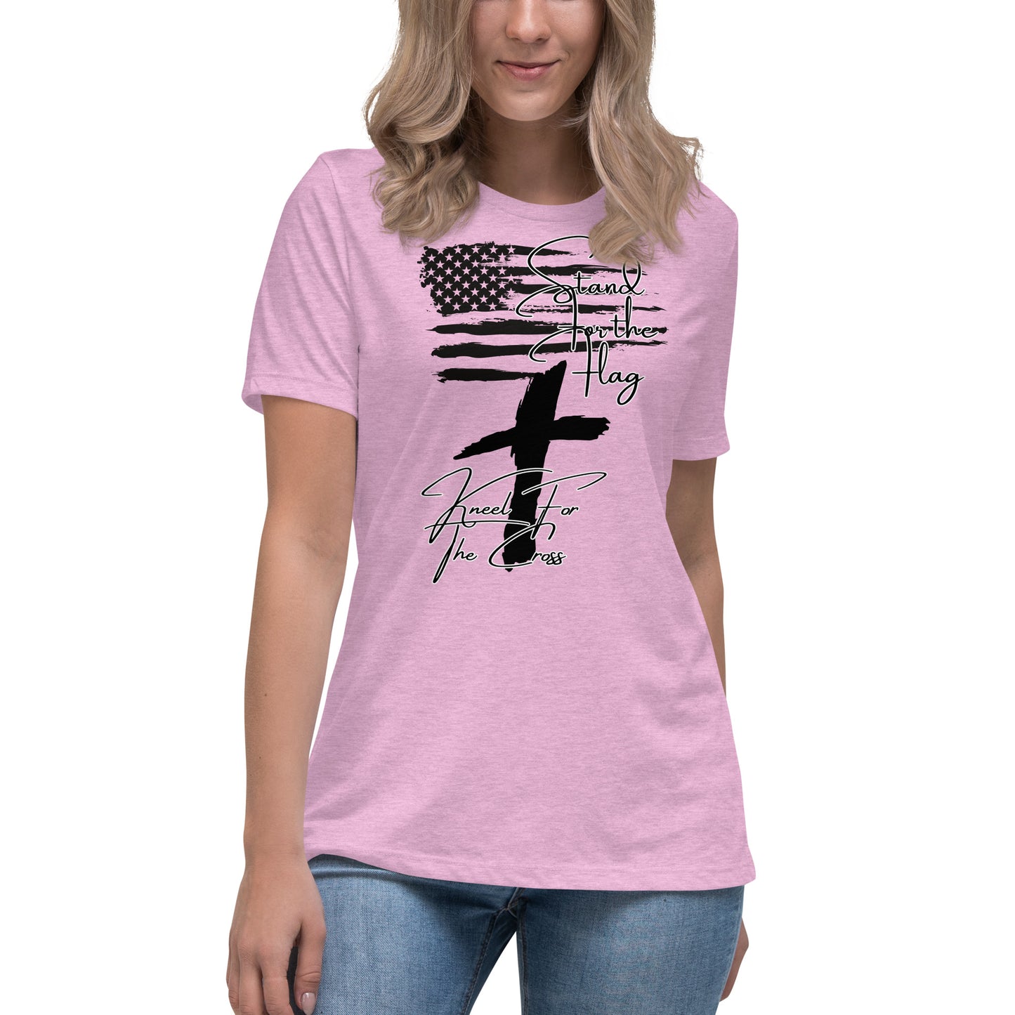 Stand for the flag, Kneel for the cross, Women's Relaxed T-Shirt