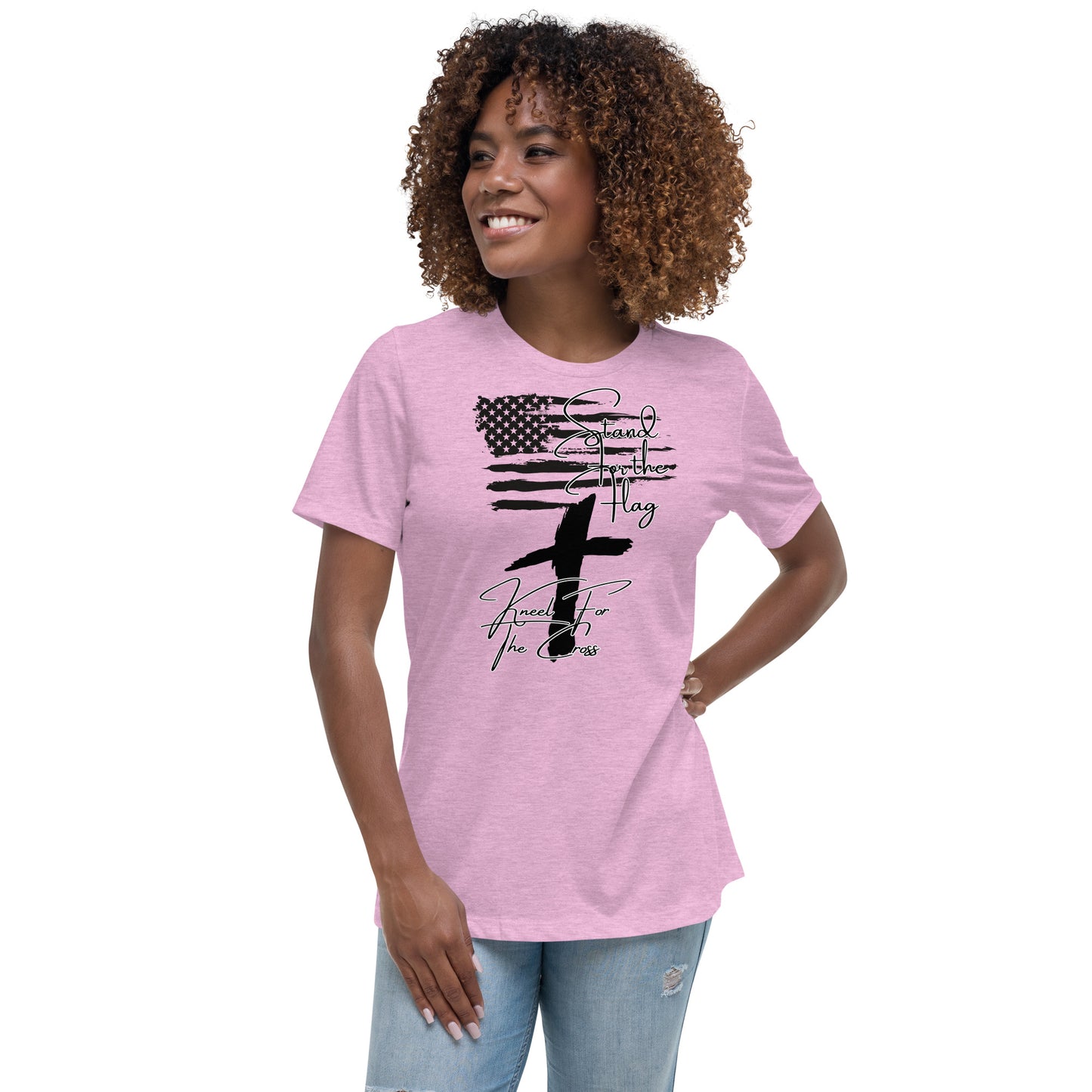 Stand for the flag, Kneel for the cross, Women's Relaxed T-Shirt