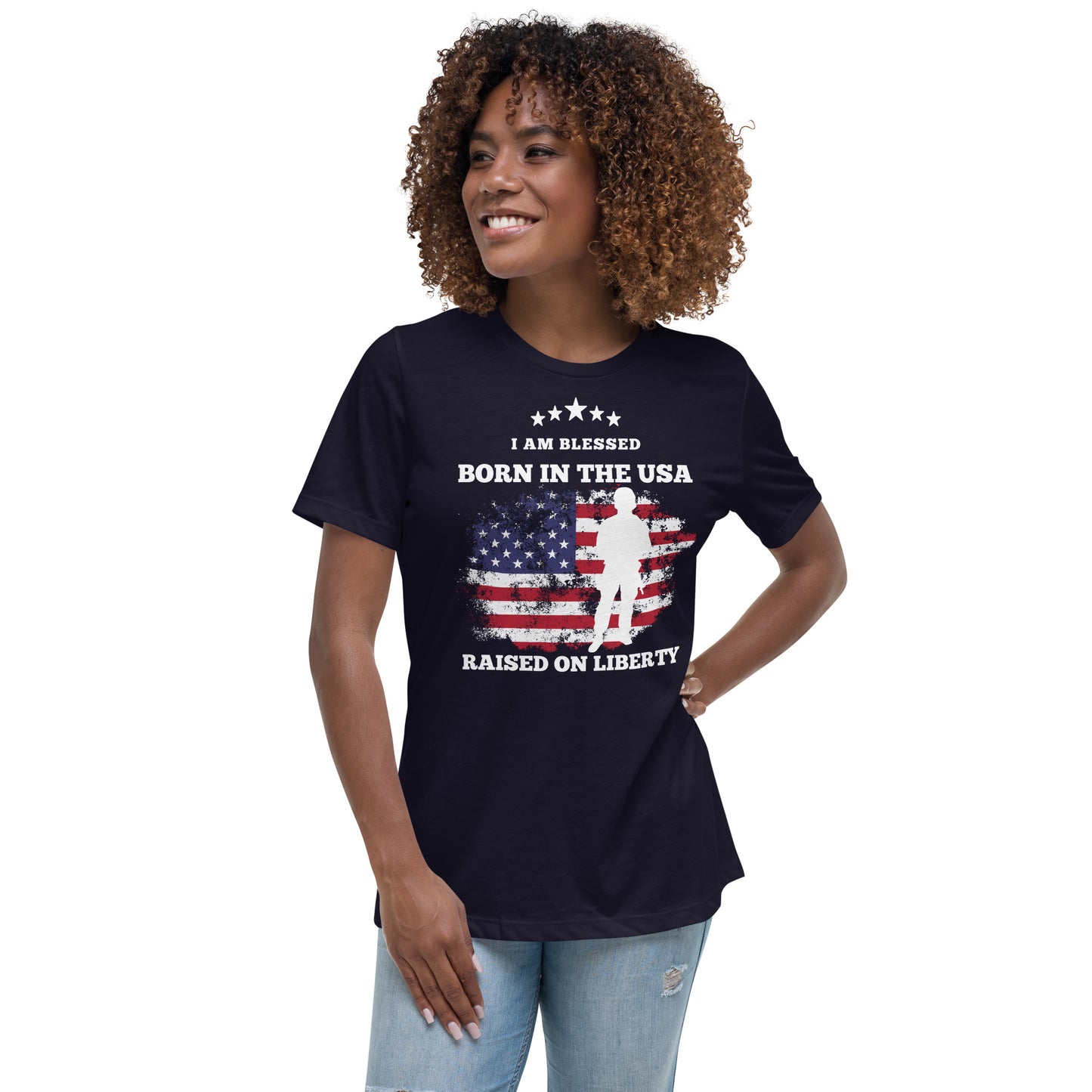 Born In The USA, Raised On Liberty Women's Relaxed T-Shirt