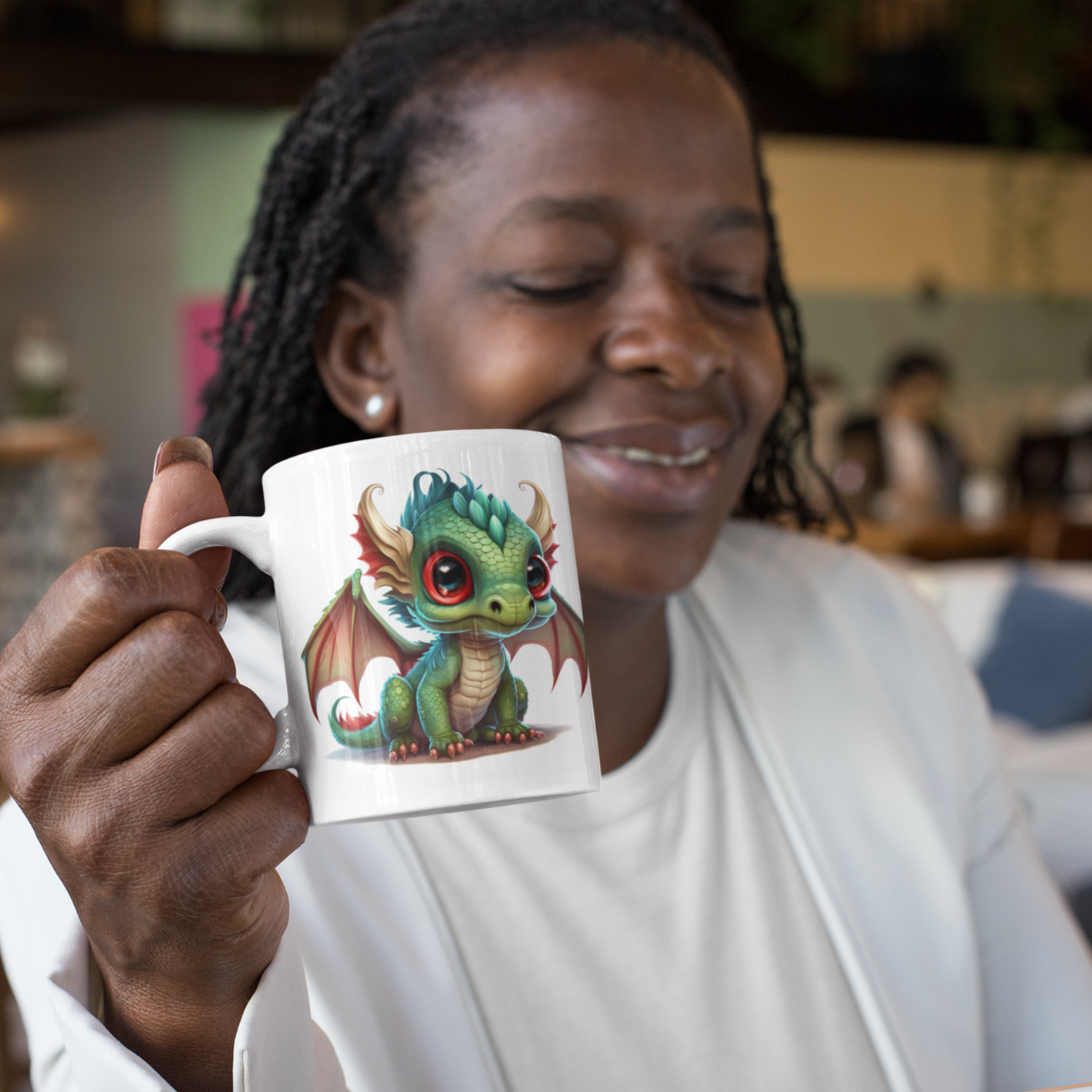 Baby Dragon Green Wing - Dragon Tooth : White 11oz Ceramic Mug
