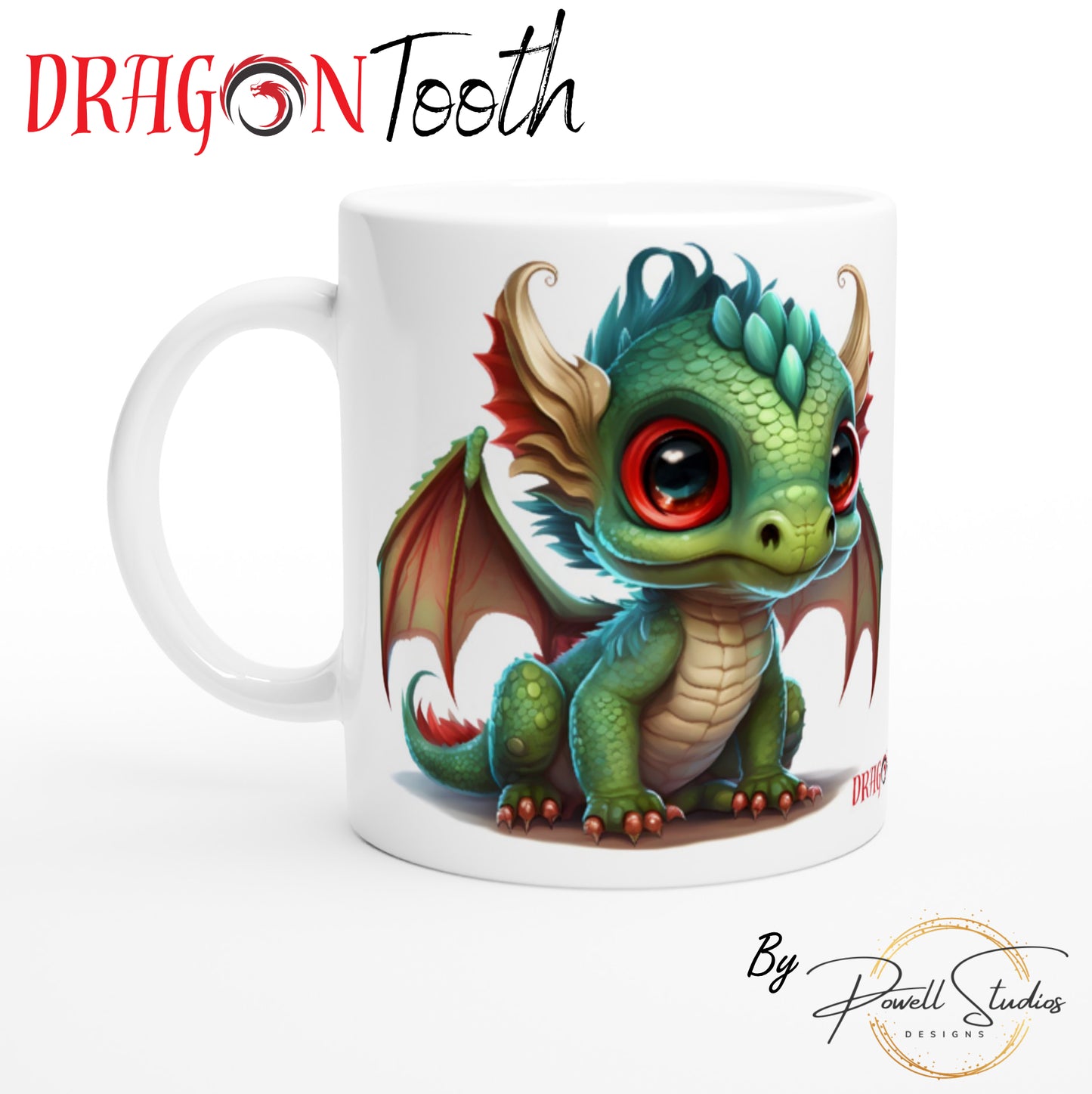 Baby Dragon Green Wing - Dragon Tooth : White 11oz Ceramic Mug