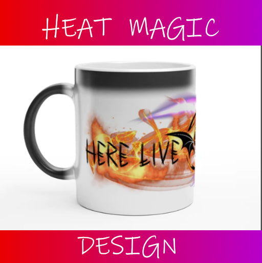 COLOUR CHANGING Magic! 11oz Ceramic Mug: Here Live Dragons