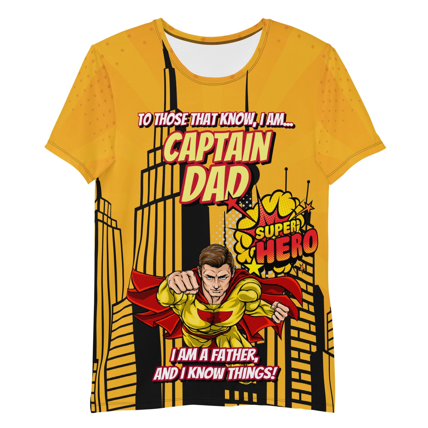 Captain Dad, Super Hero : All-Over Print Men's Athletic T-shirt