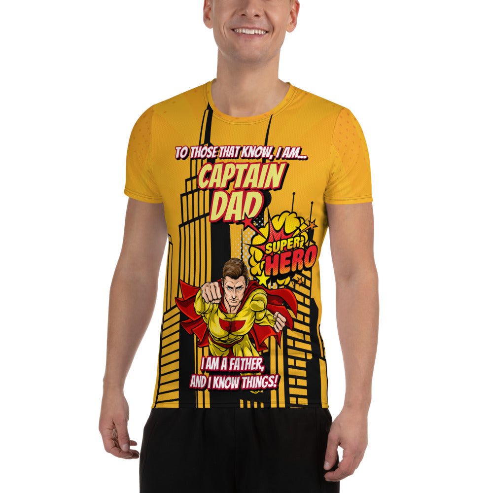 Captain Dad, Super Hero : All-Over Print Men's Athletic T-shirt