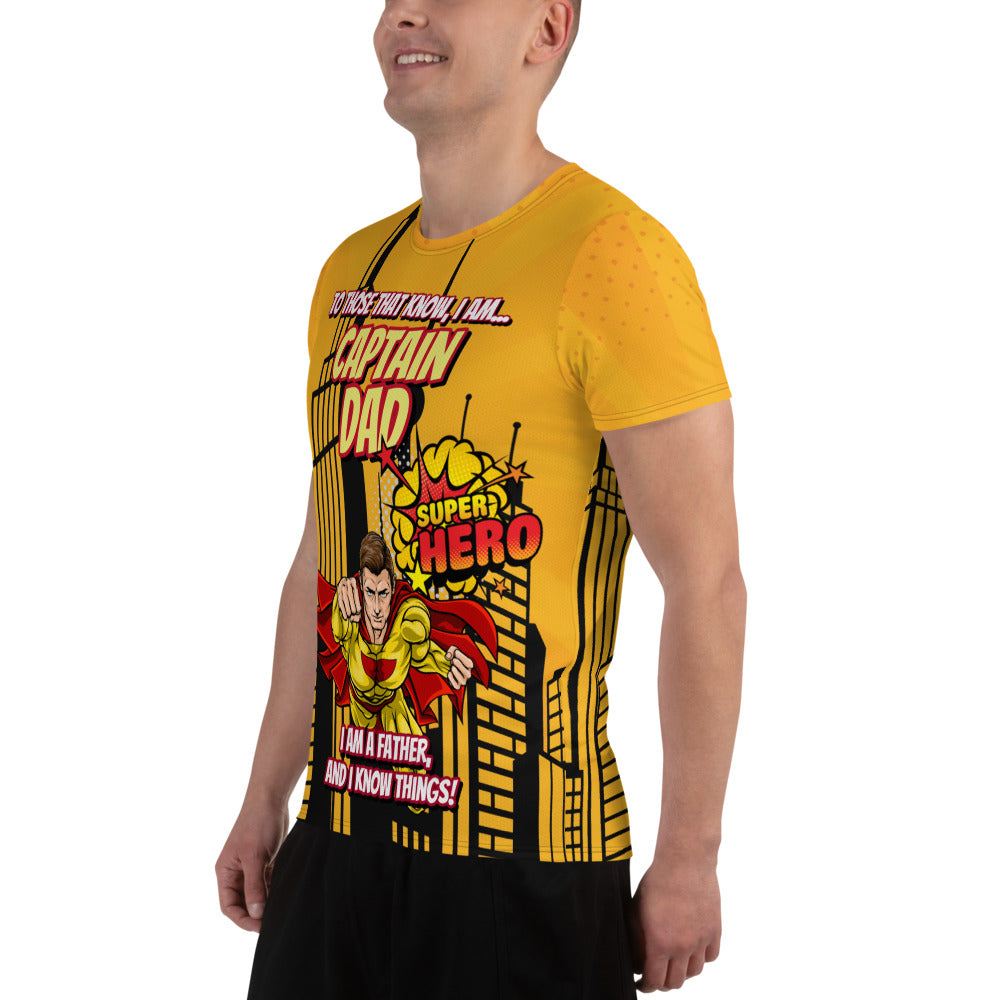 Captain Dad, Super Hero : All-Over Print Men's Athletic T-shirt
