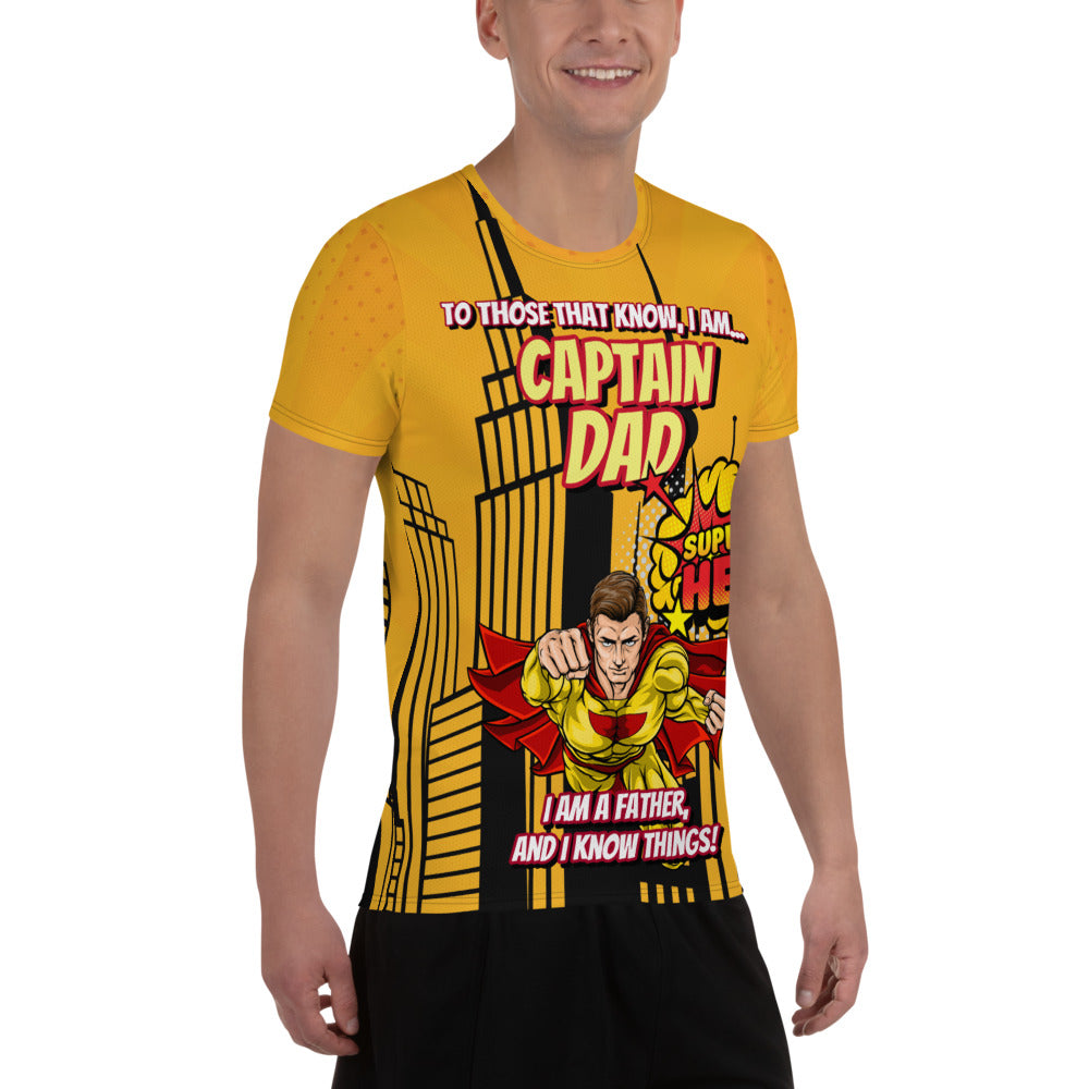 Captain Dad, Super Hero : All-Over Print Men's Athletic T-shirt