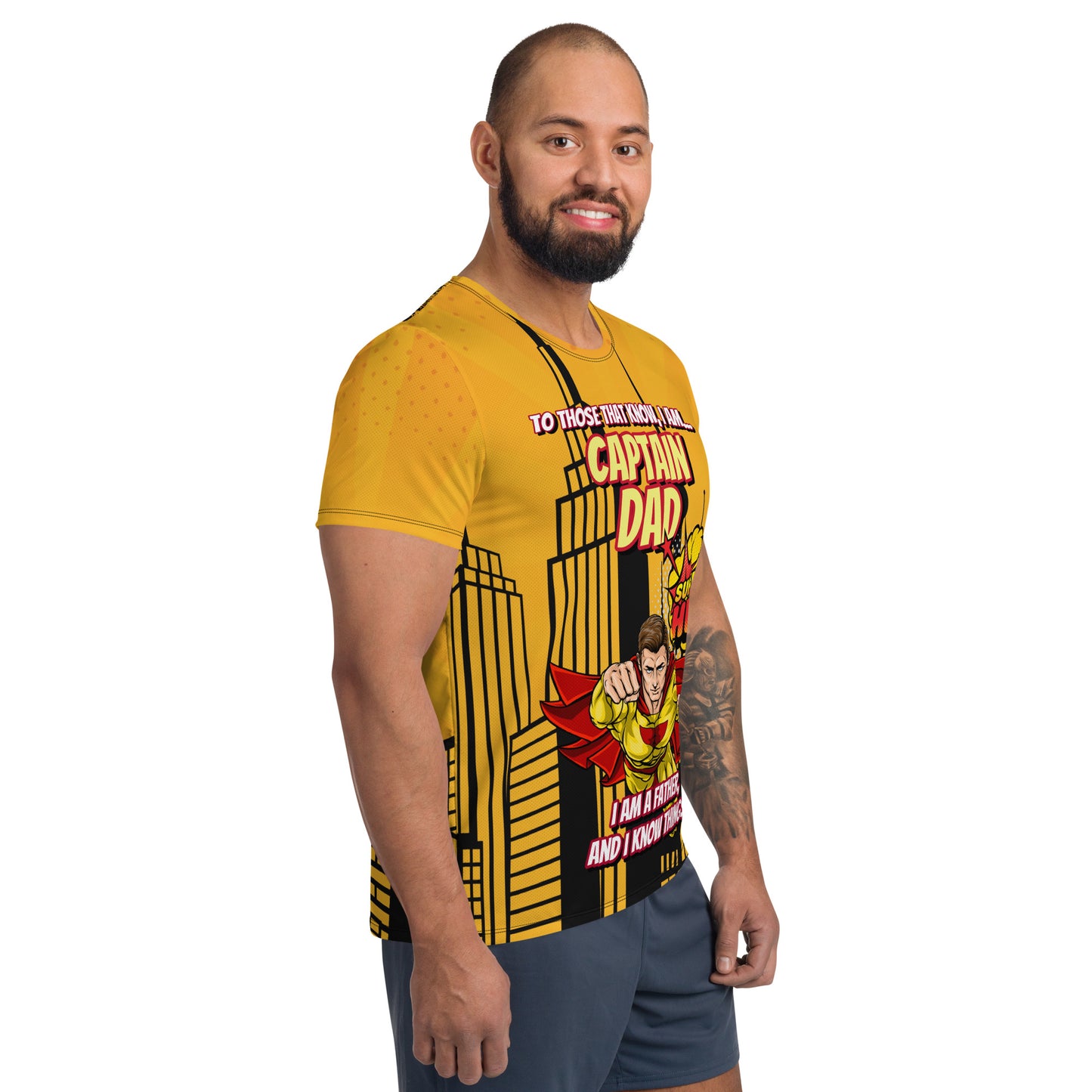 Captain Dad, Super Hero : All-Over Print Men's Athletic T-shirt