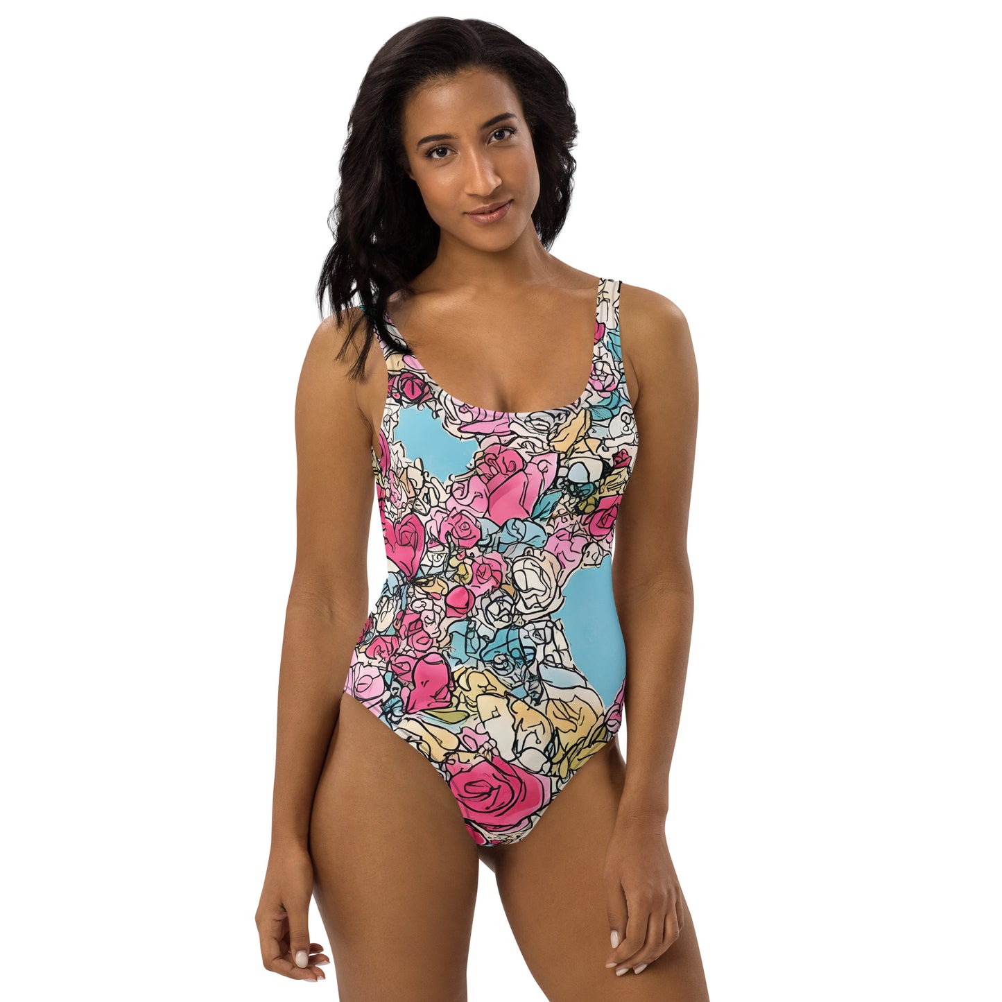 Sketchy Floral : One-Piece Swimsuit