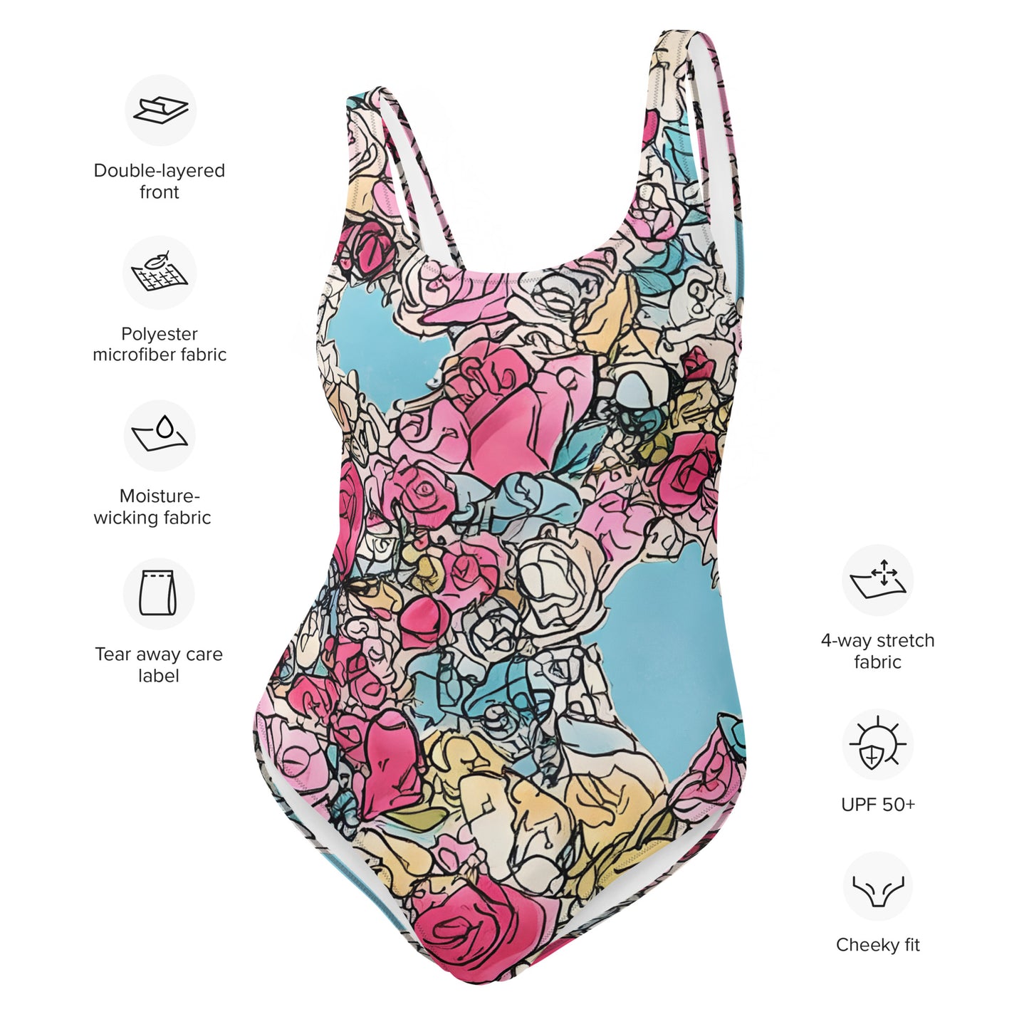 Sketchy Floral : One-Piece Swimsuit