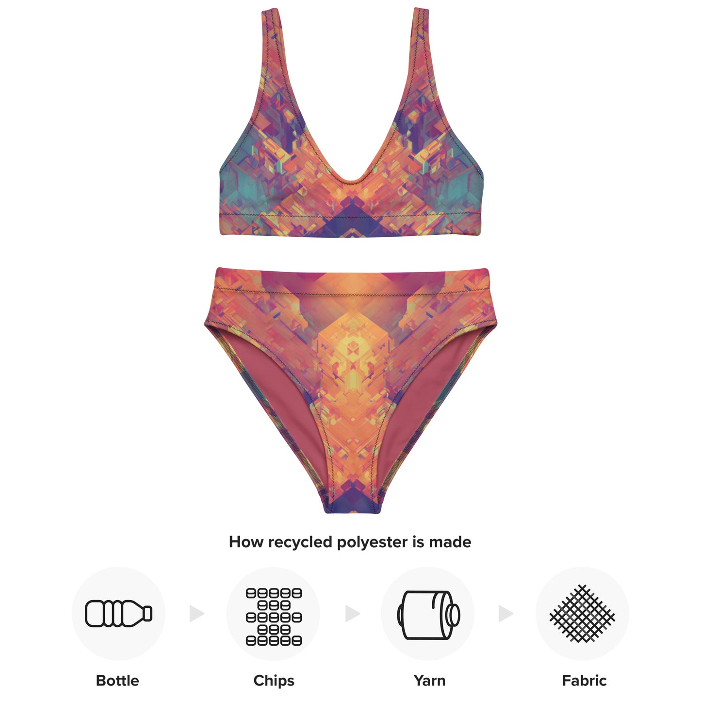 Retro Cubist : Recycled high-waisted bikini