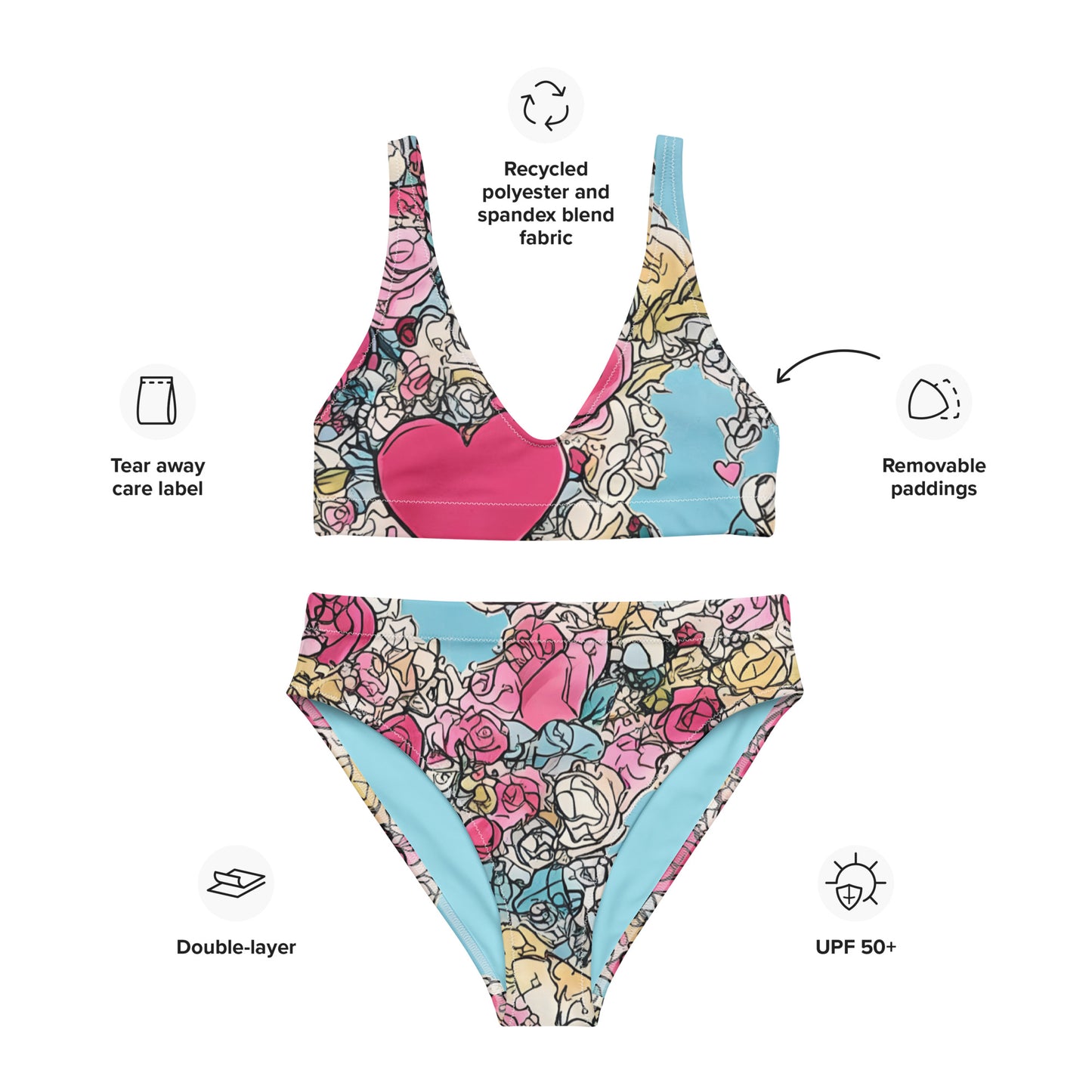 Sketchy Floral : Recycled high-waisted bikini