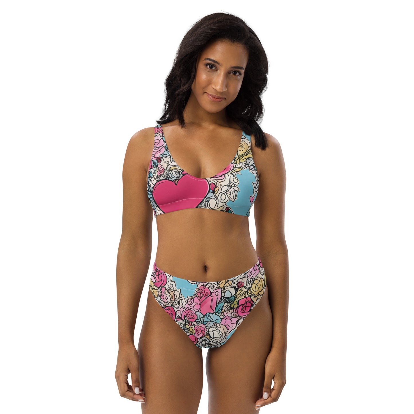 Sketchy Floral : Recycled high-waisted bikini