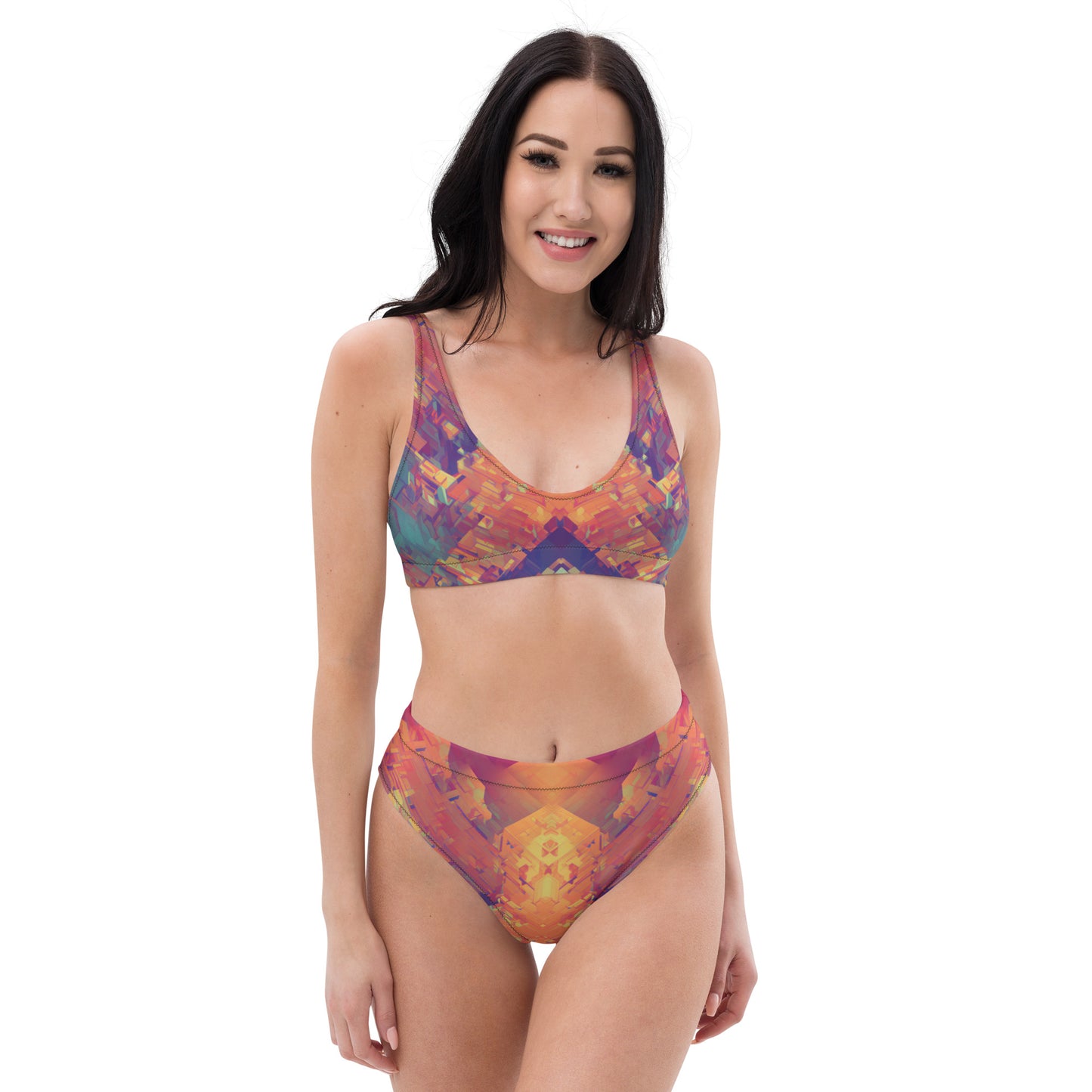 Retro Cubist : Recycled high-waisted bikini