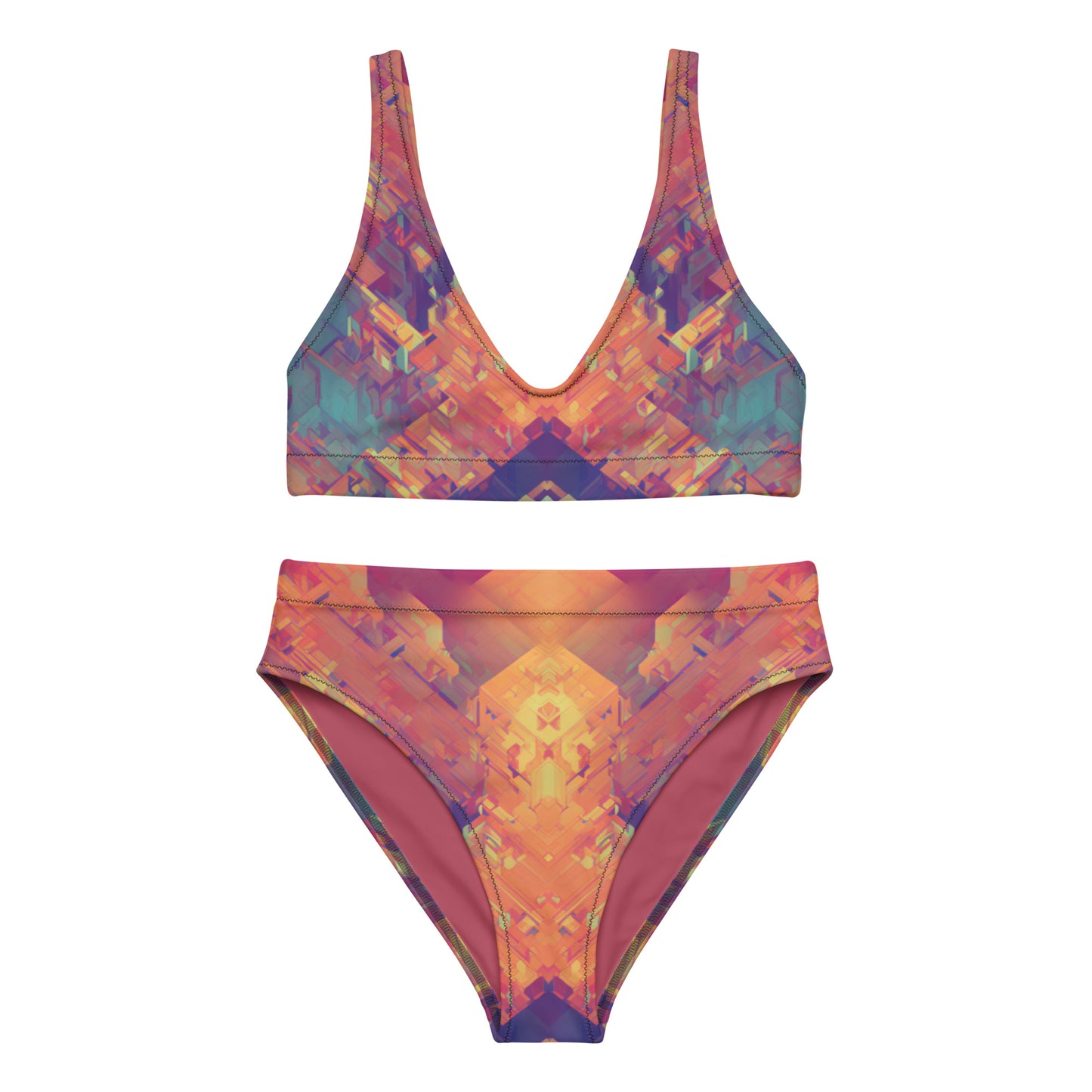 Retro Cubist : Recycled high-waisted bikini