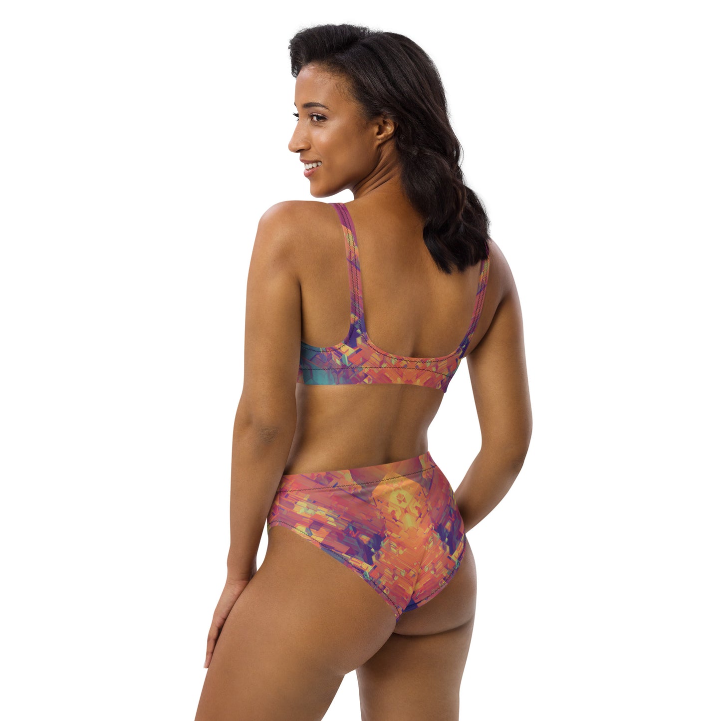 Retro Cubist : Recycled high-waisted bikini