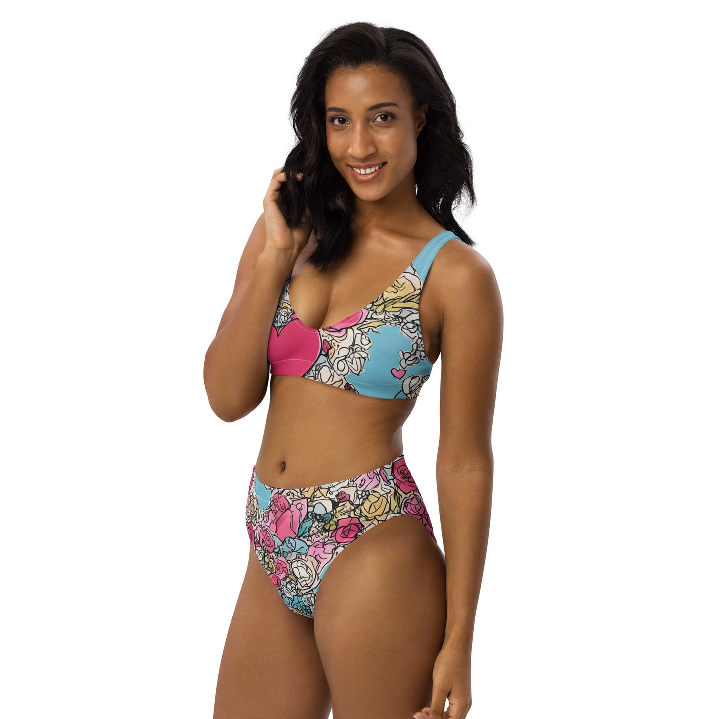 Sketchy Floral : Recycled high-waisted bikini