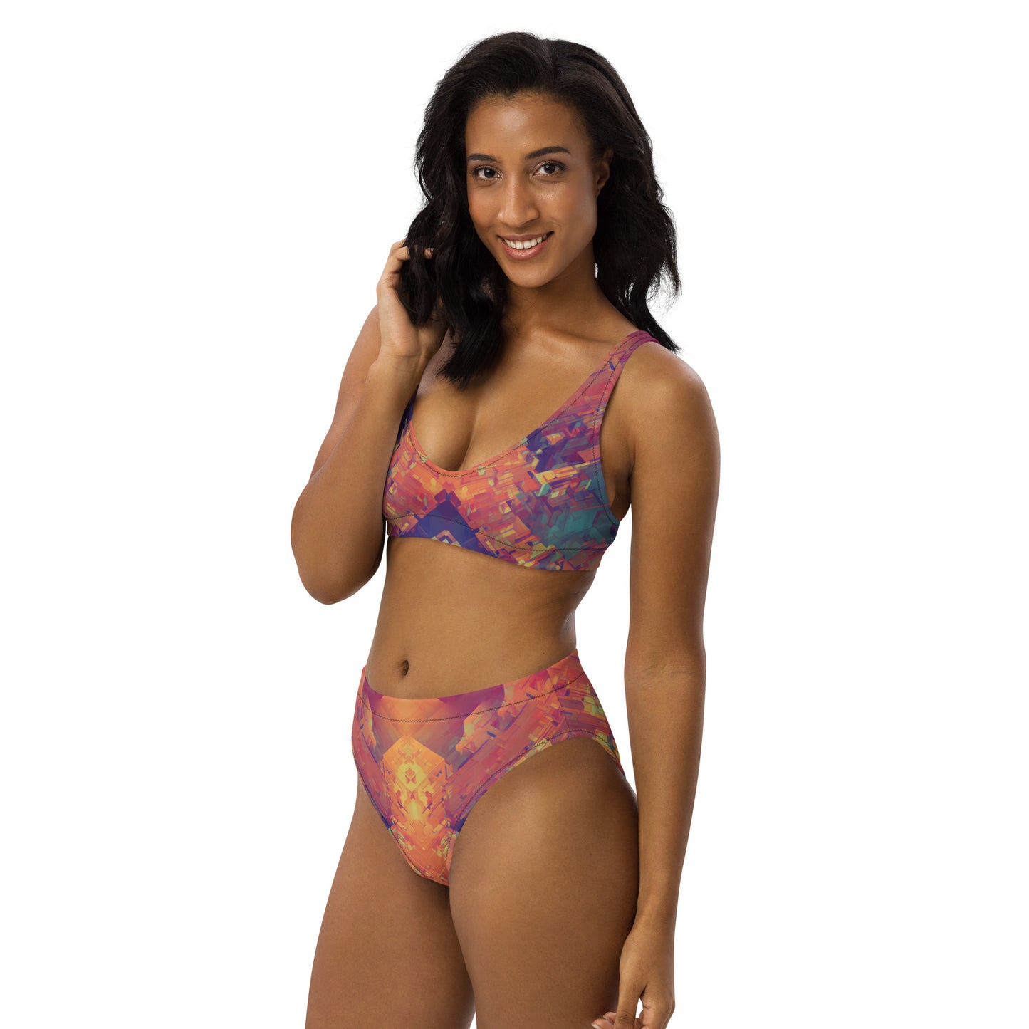 Retro Cubist : Recycled high-waisted bikini