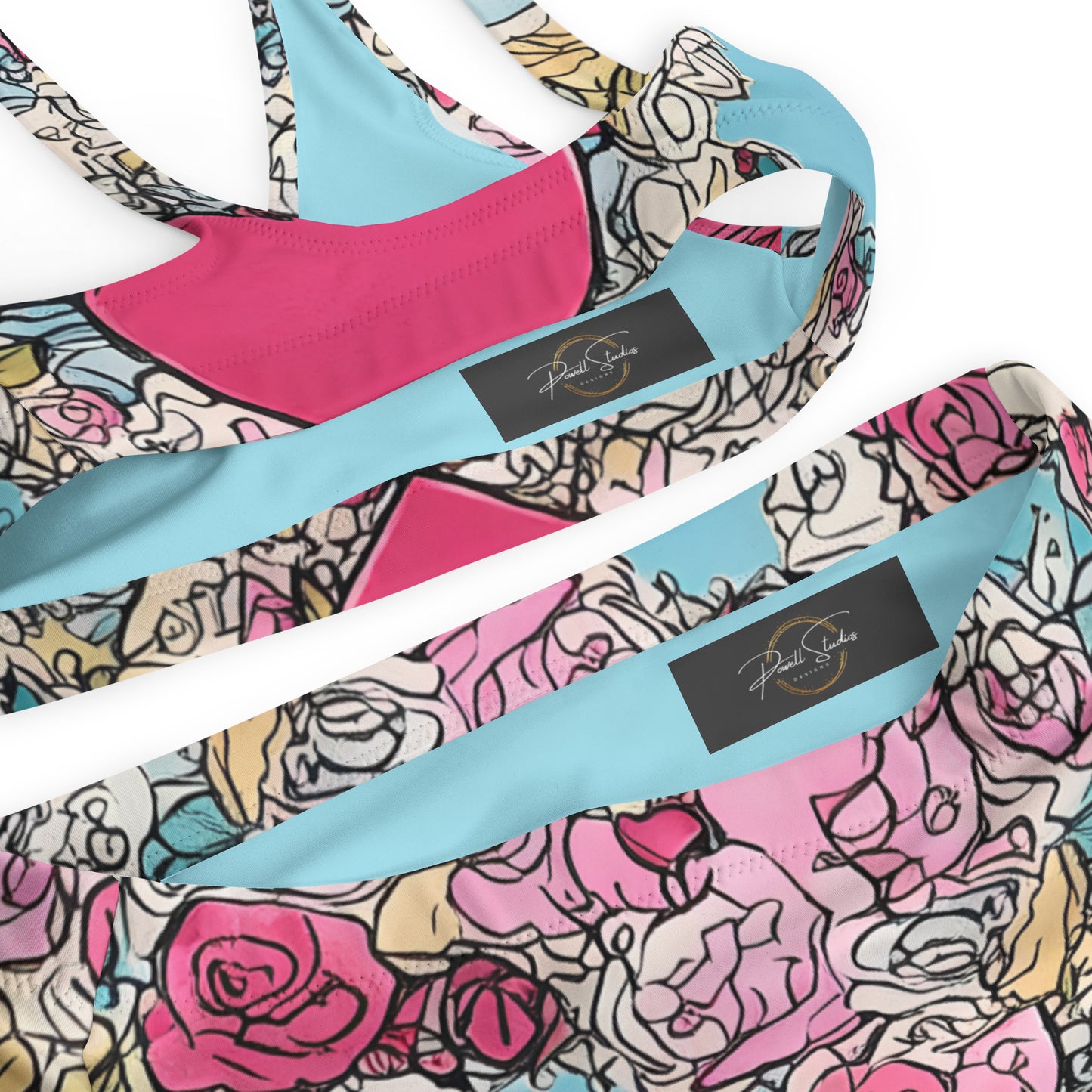 Sketchy Floral : Recycled high-waisted bikini