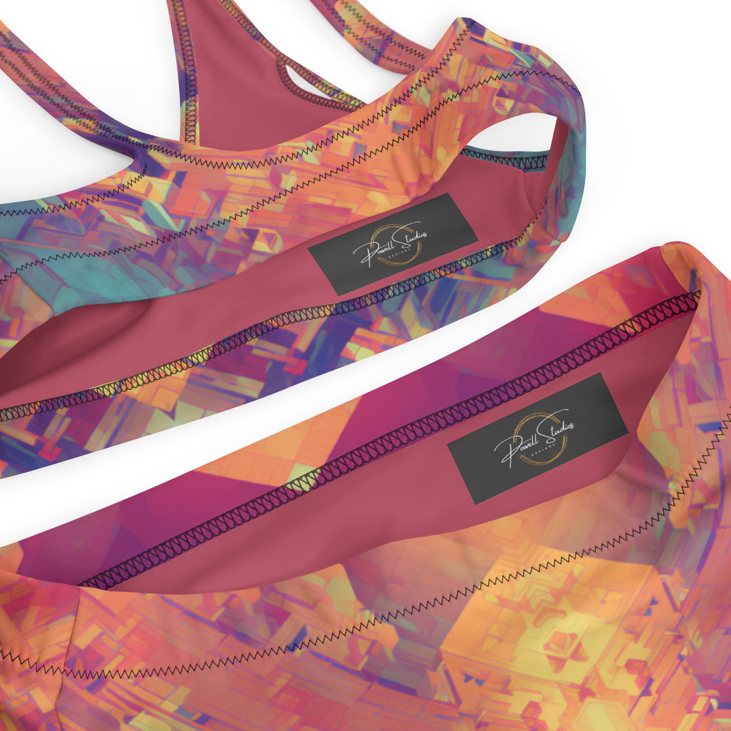Retro Cubist : Recycled high-waisted bikini