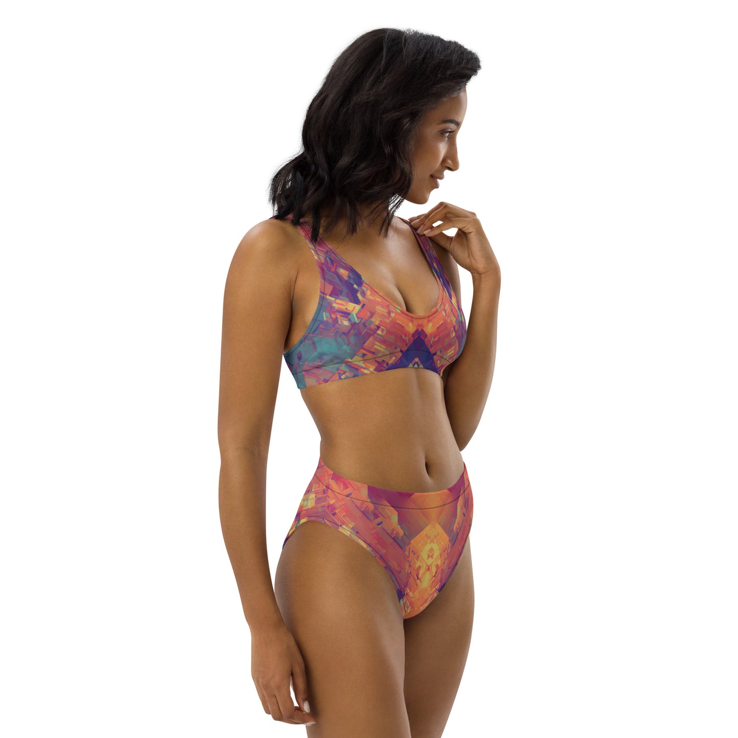 Retro Cubist : Recycled high-waisted bikini