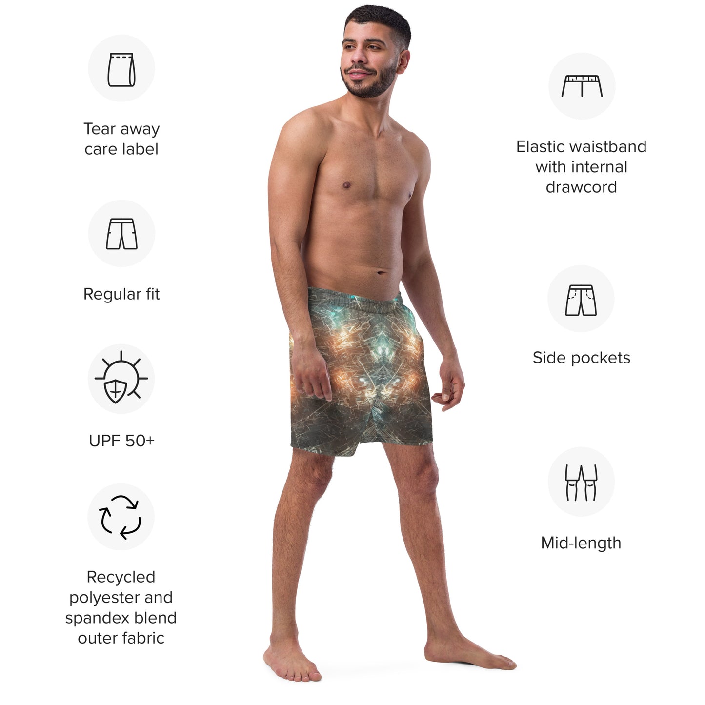 Alien Lights : Men's Recycled swim trunks