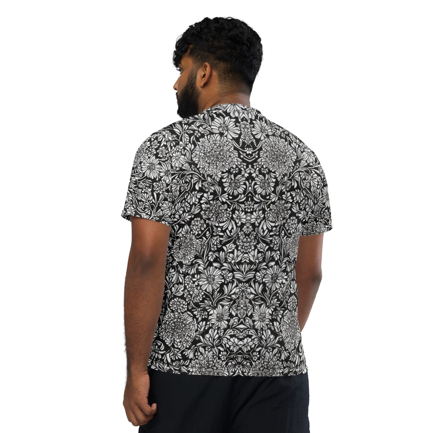 Monochrome Floral Recycled unisex sports jersey