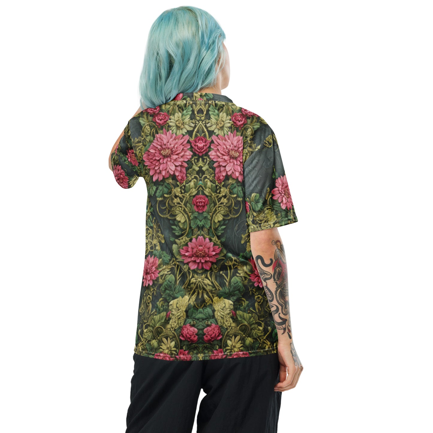 Vintage Floral Recycled unisex sports jersey