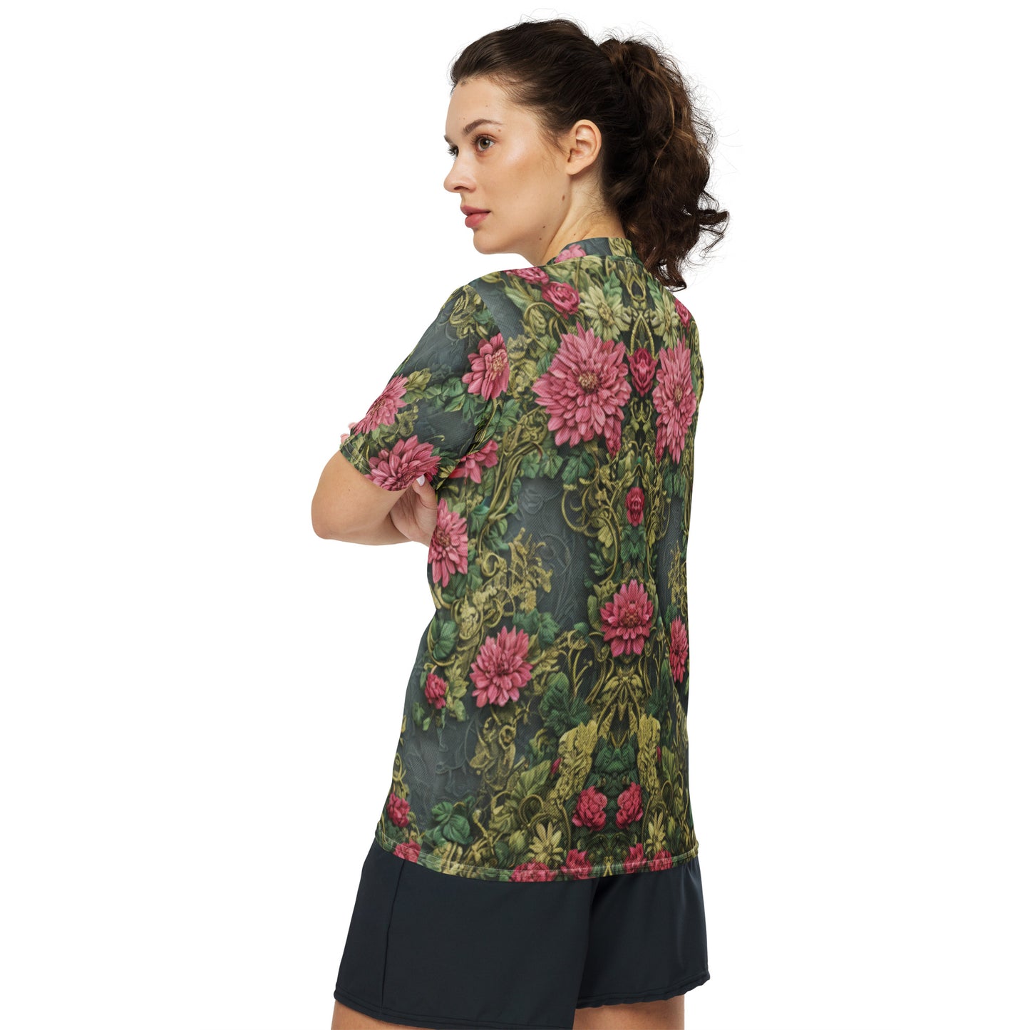 Vintage Floral Recycled unisex sports jersey