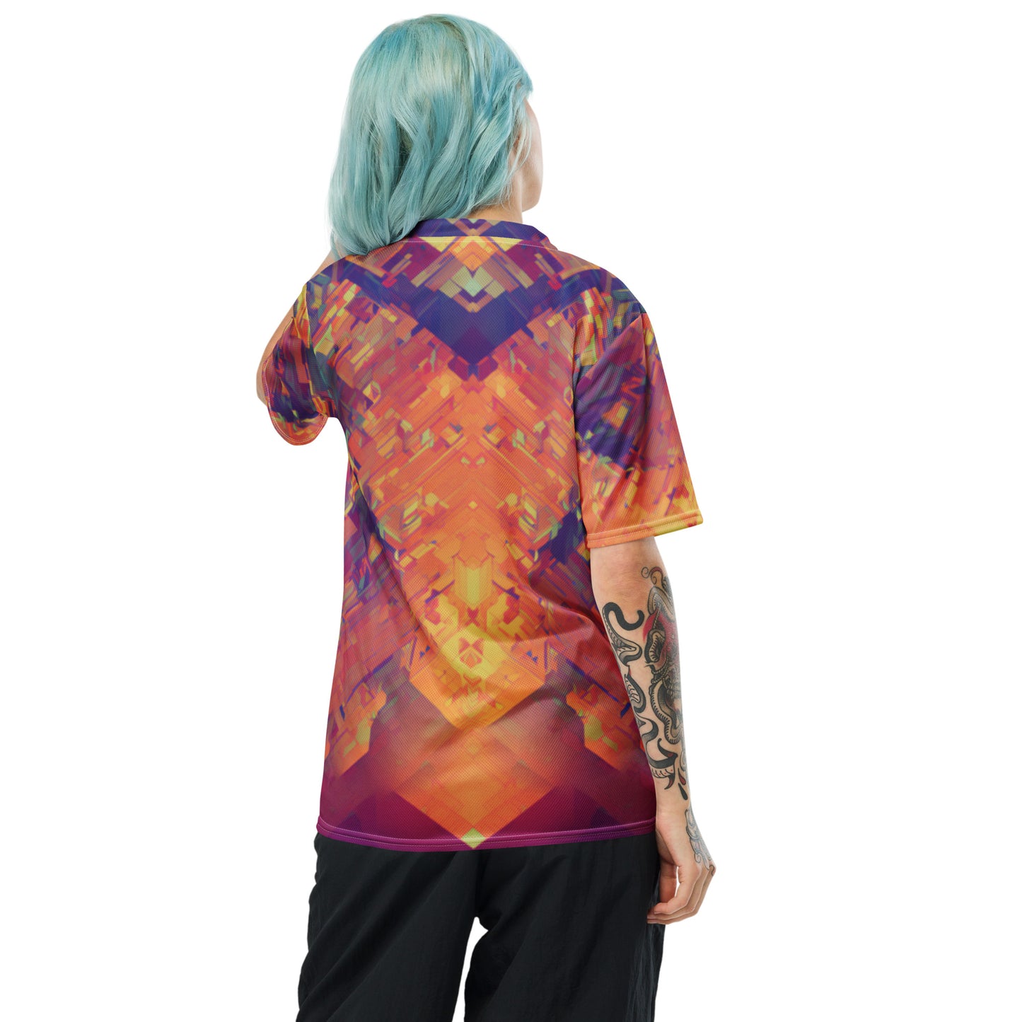 Retro Cubeist Recycled unisex sports jersey