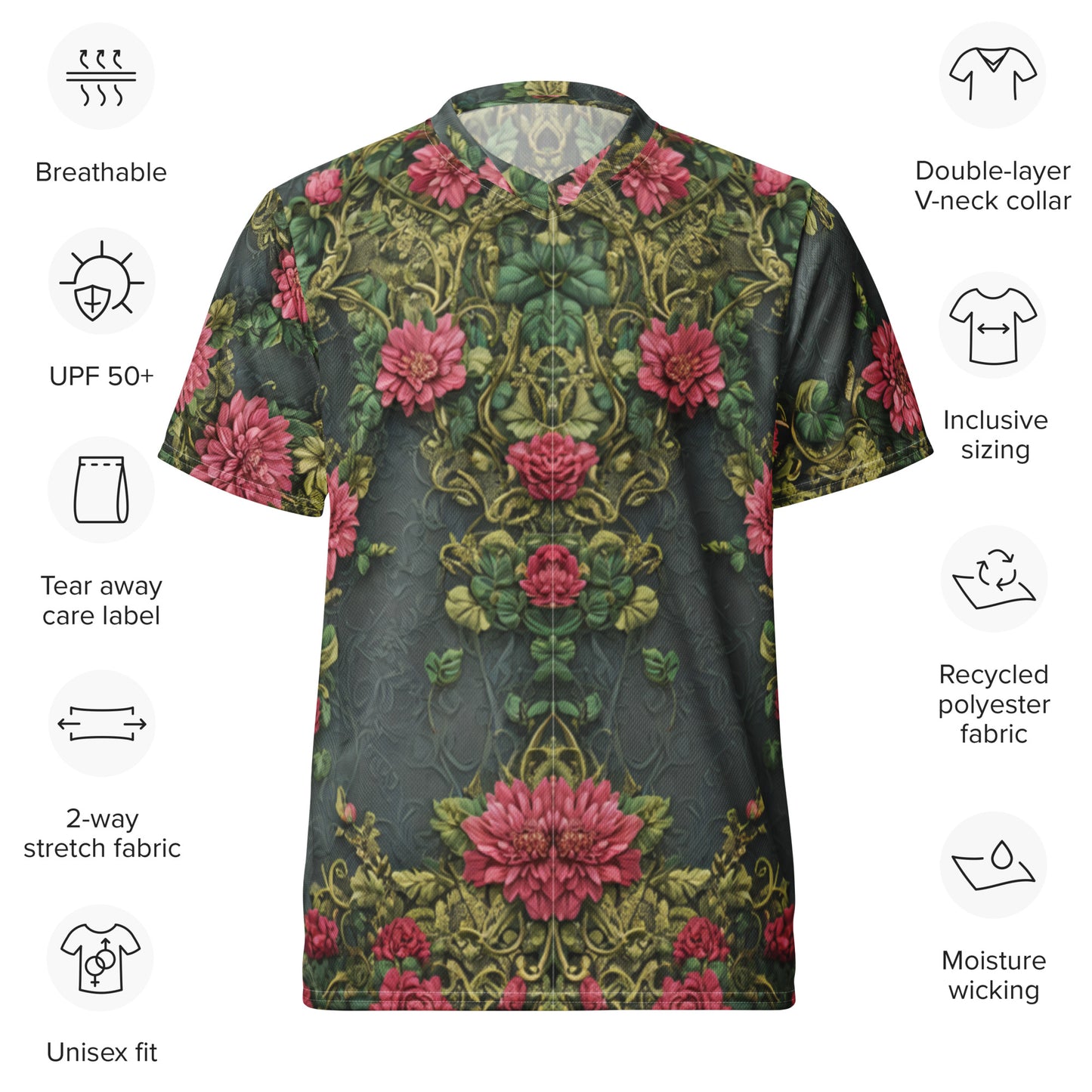 Vintage Floral Recycled unisex sports jersey