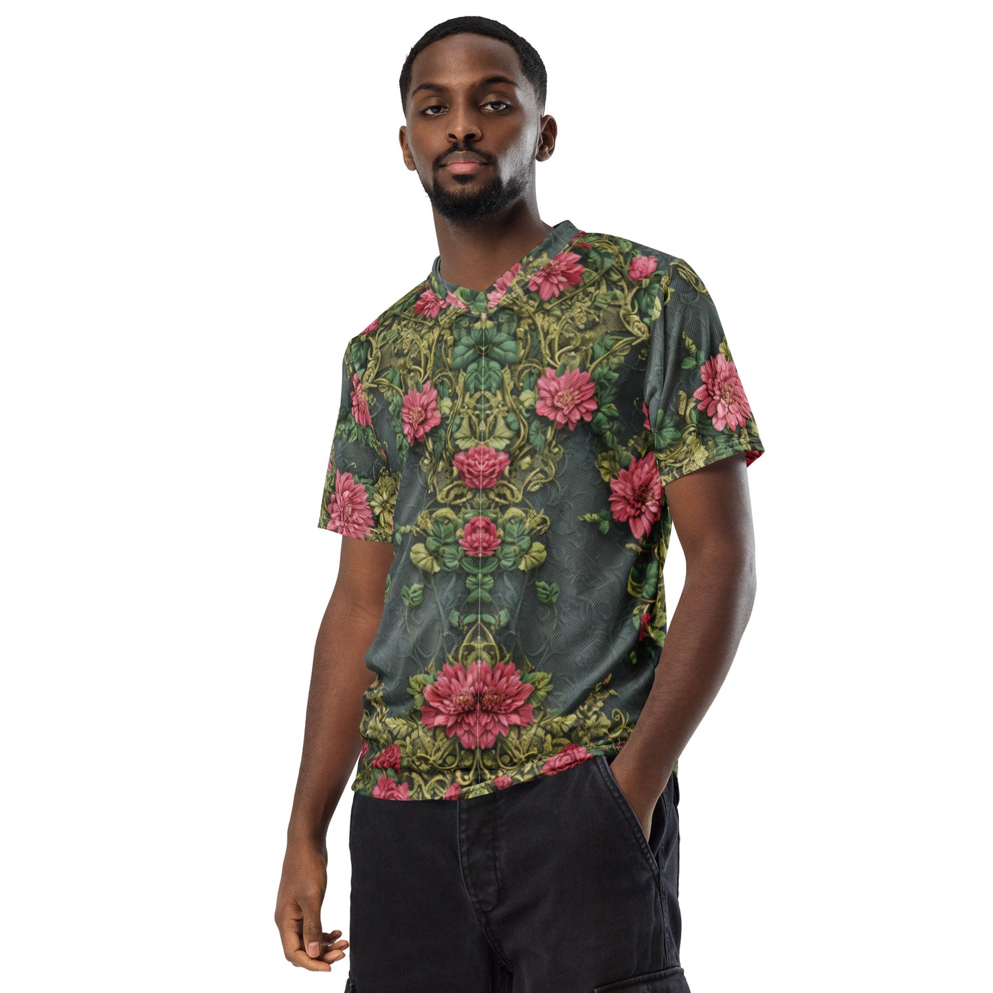 Vintage Floral Recycled unisex sports jersey