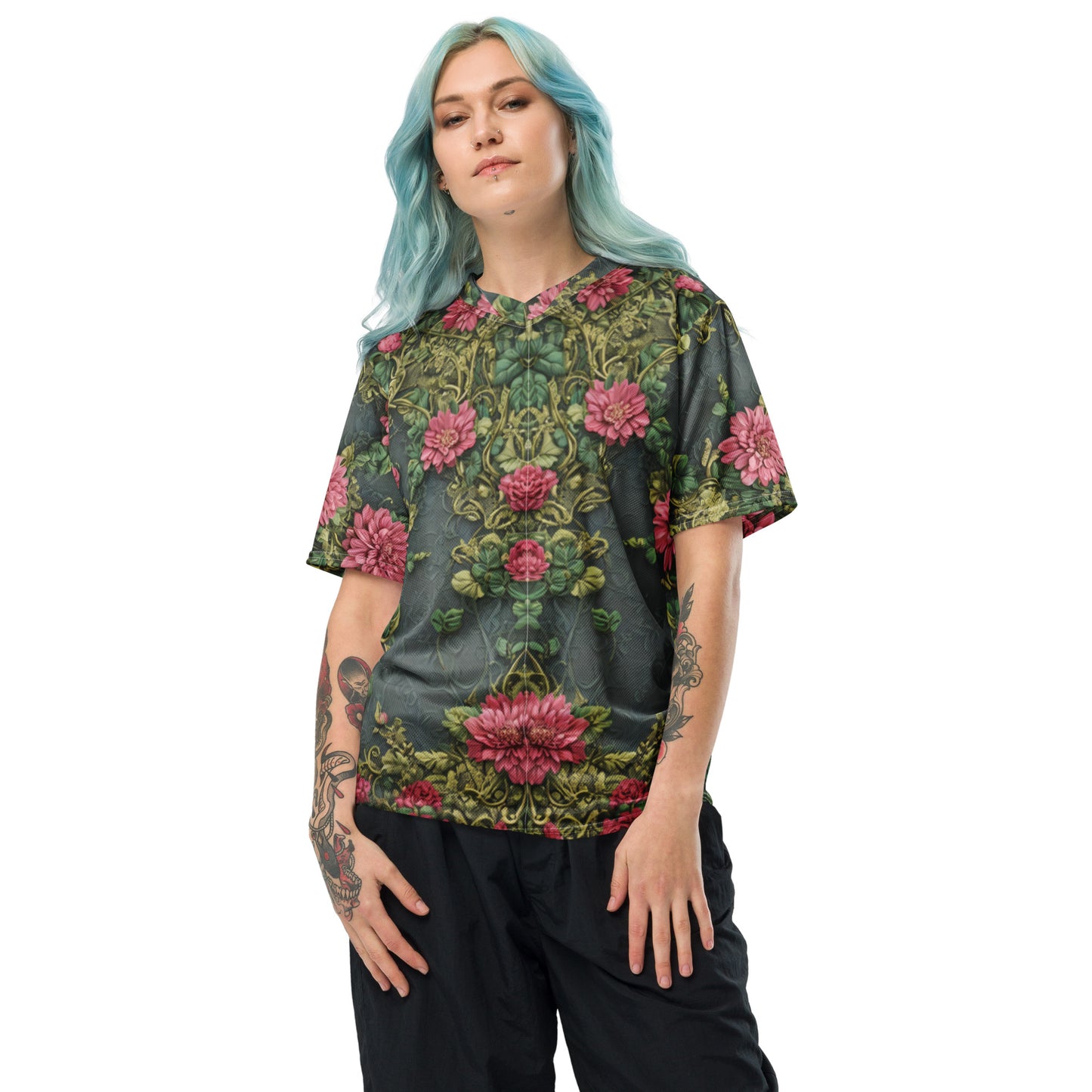 Vintage Floral Recycled unisex sports jersey