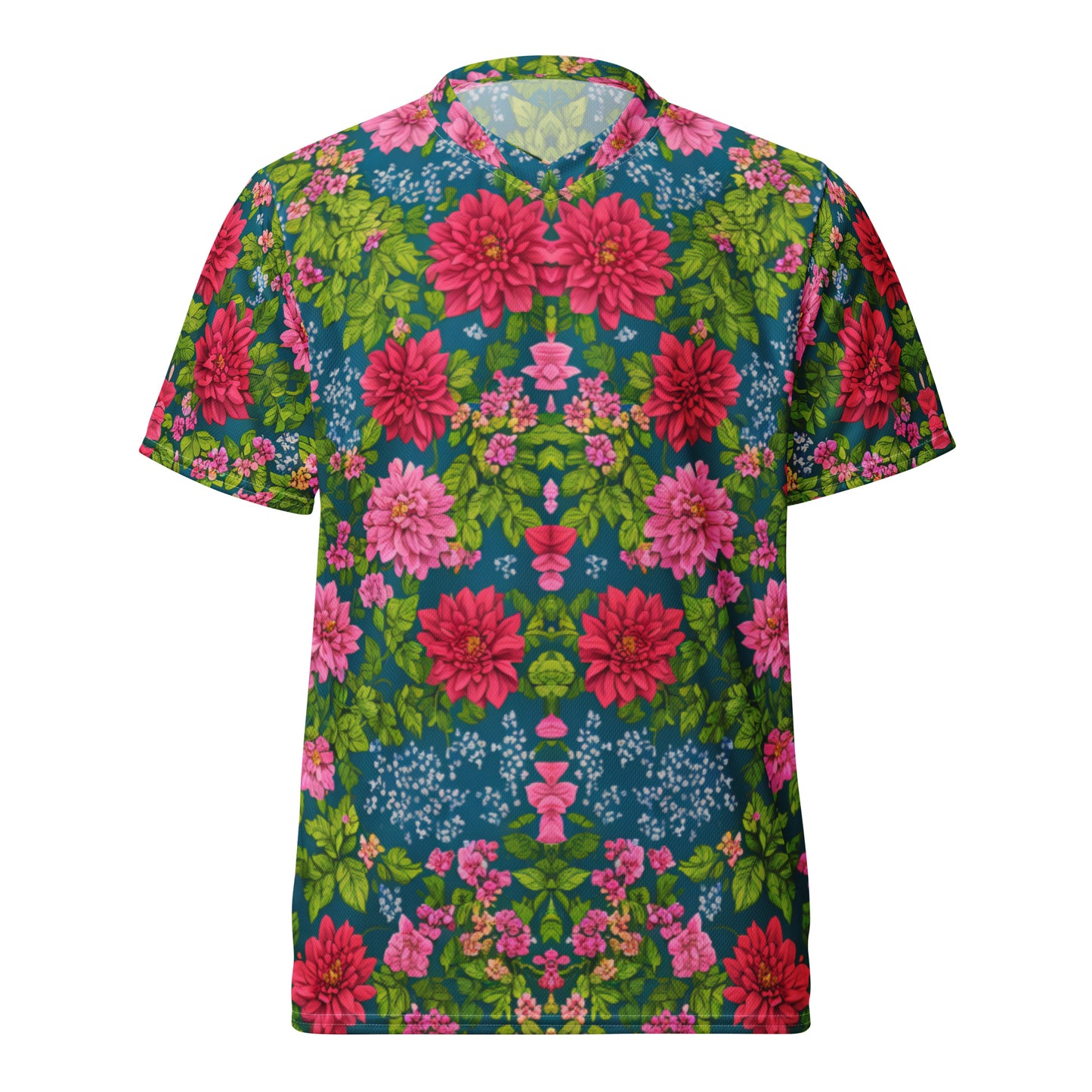 Red Rose Floral Recycled unisex sports jersey