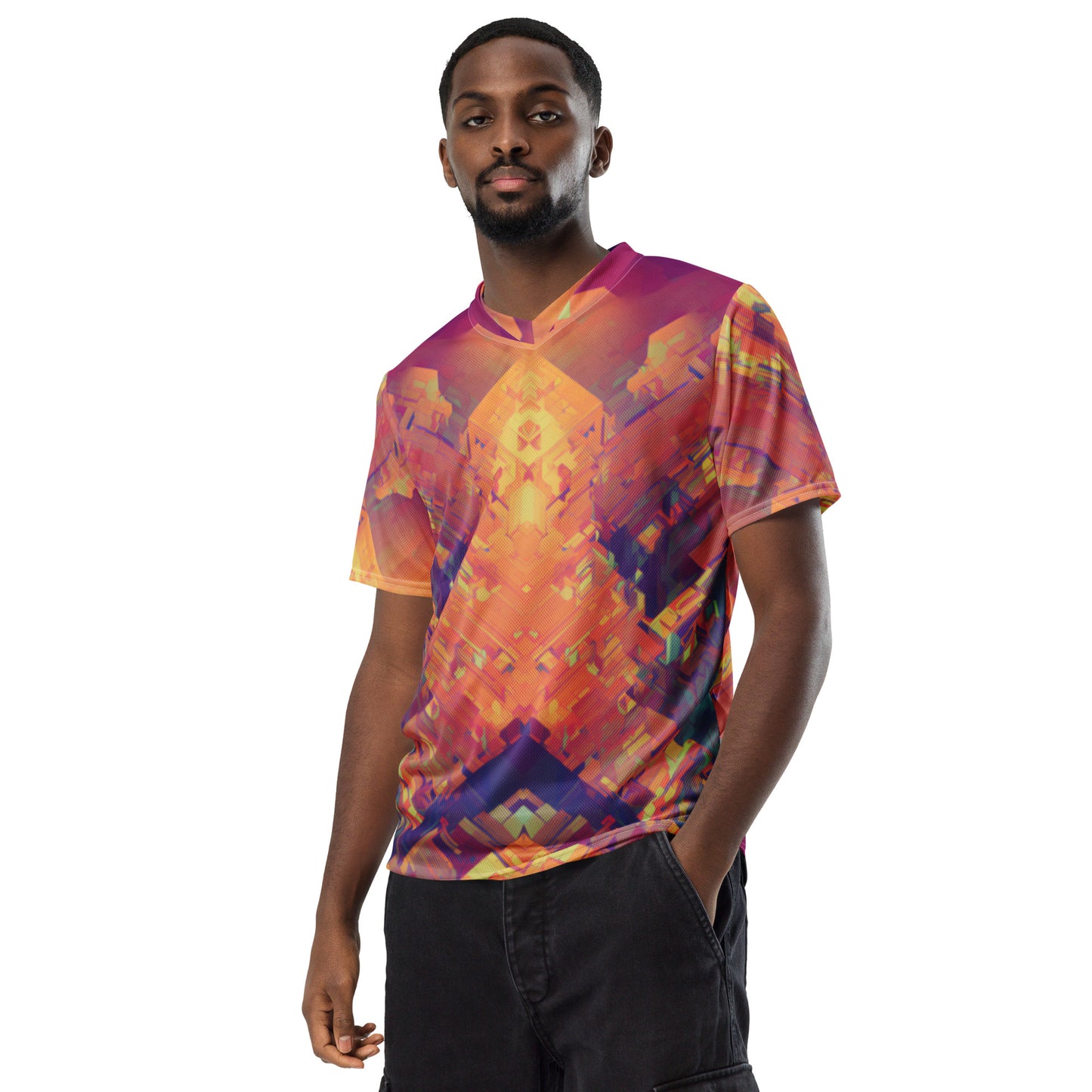 Retro Cubeist Recycled unisex sports jersey
