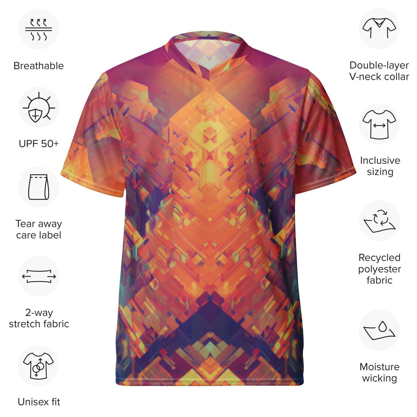 Retro Cubeist Recycled unisex sports jersey